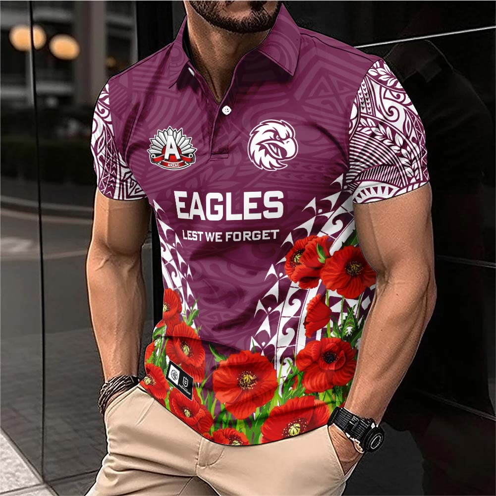 Auspiritmerch Manly Warringah Sea Eagles x Anzac Day Personalized Polo Shirt Gift For Fans
