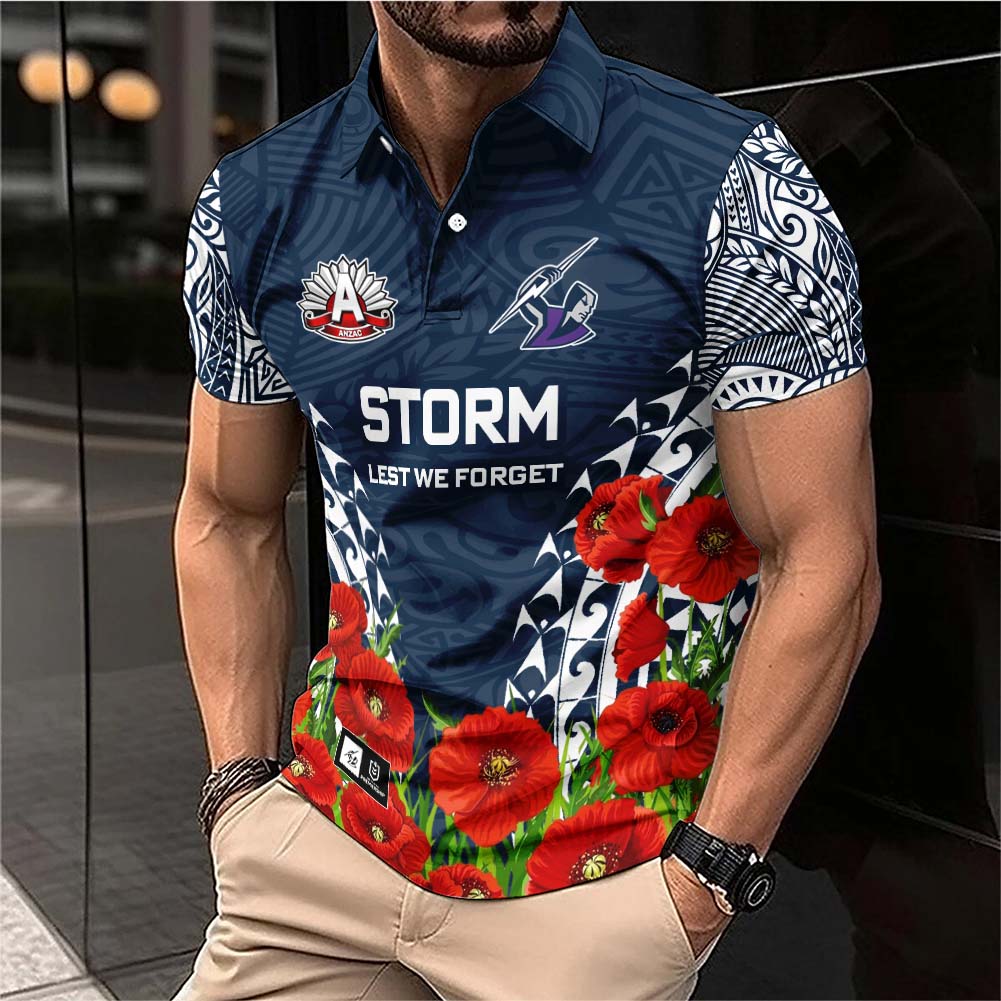 Auspiritmerch Melbourne Storm x Anzac Day Personalized Polo Shirt Gift For Fans