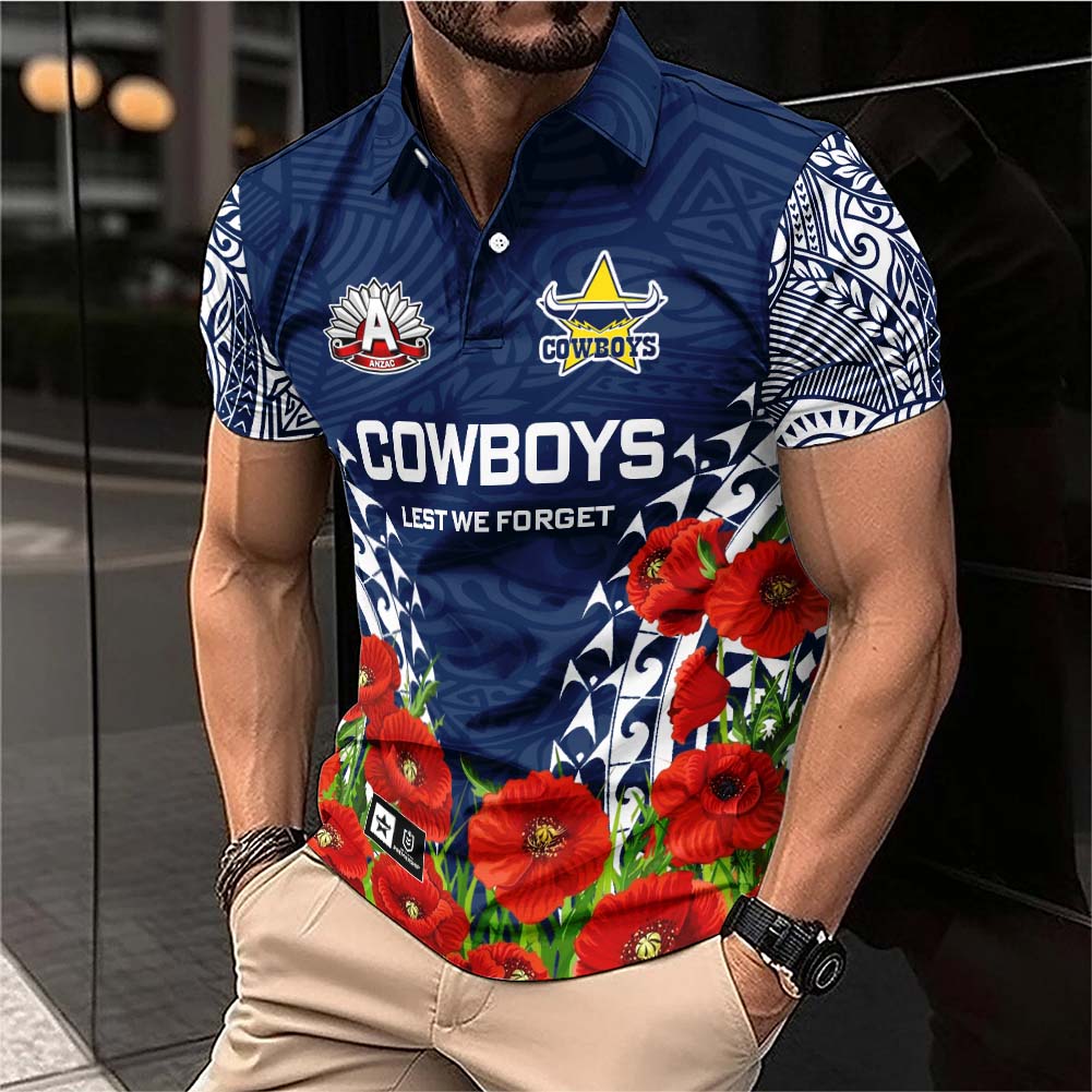 Auspiritmerch North Queensland Cowboys x Anzac Day Personalized Polo Shirt Gift For Fans