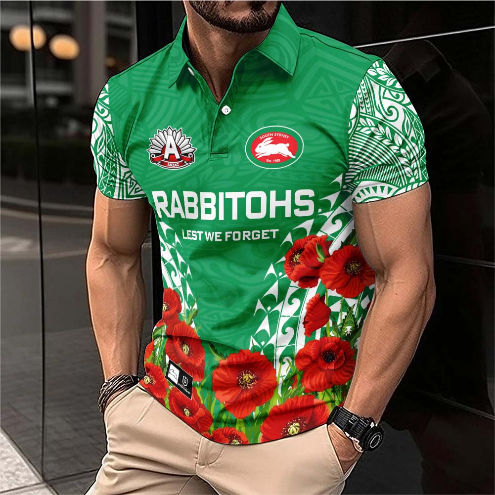 Auspiritmerch South Sydney Rabbitohs x Anzac Day Personalized Polo Shirt Gift For Fans