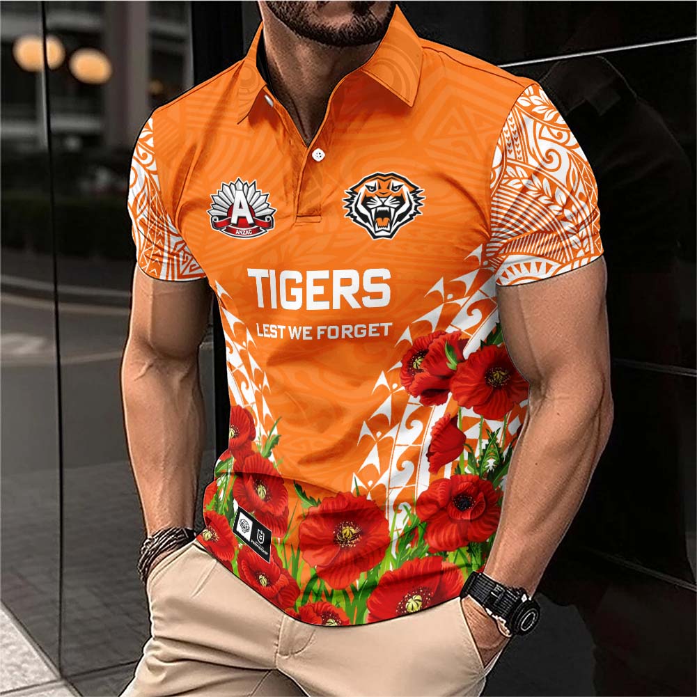 Auspiritmerch Wests Tigers x Anzac Day Personalized Polo Shirt Gift For Fans