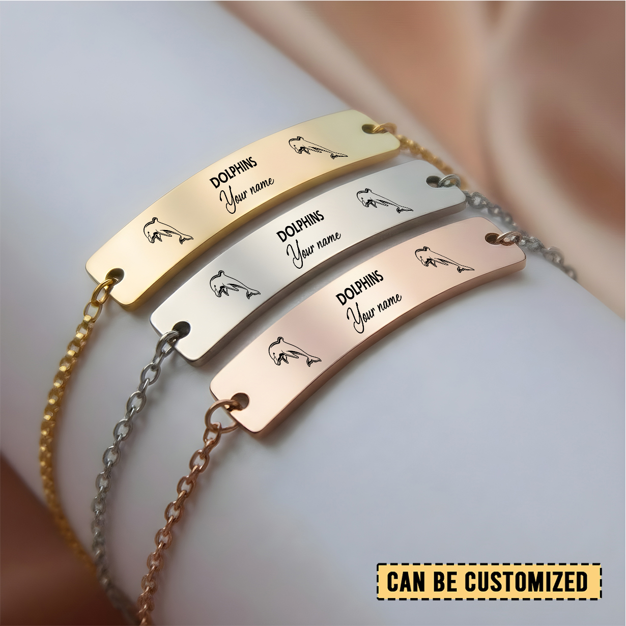 Auspiritmerch Dolphins Personalized Charm Women's Bracelet Gift For Fans