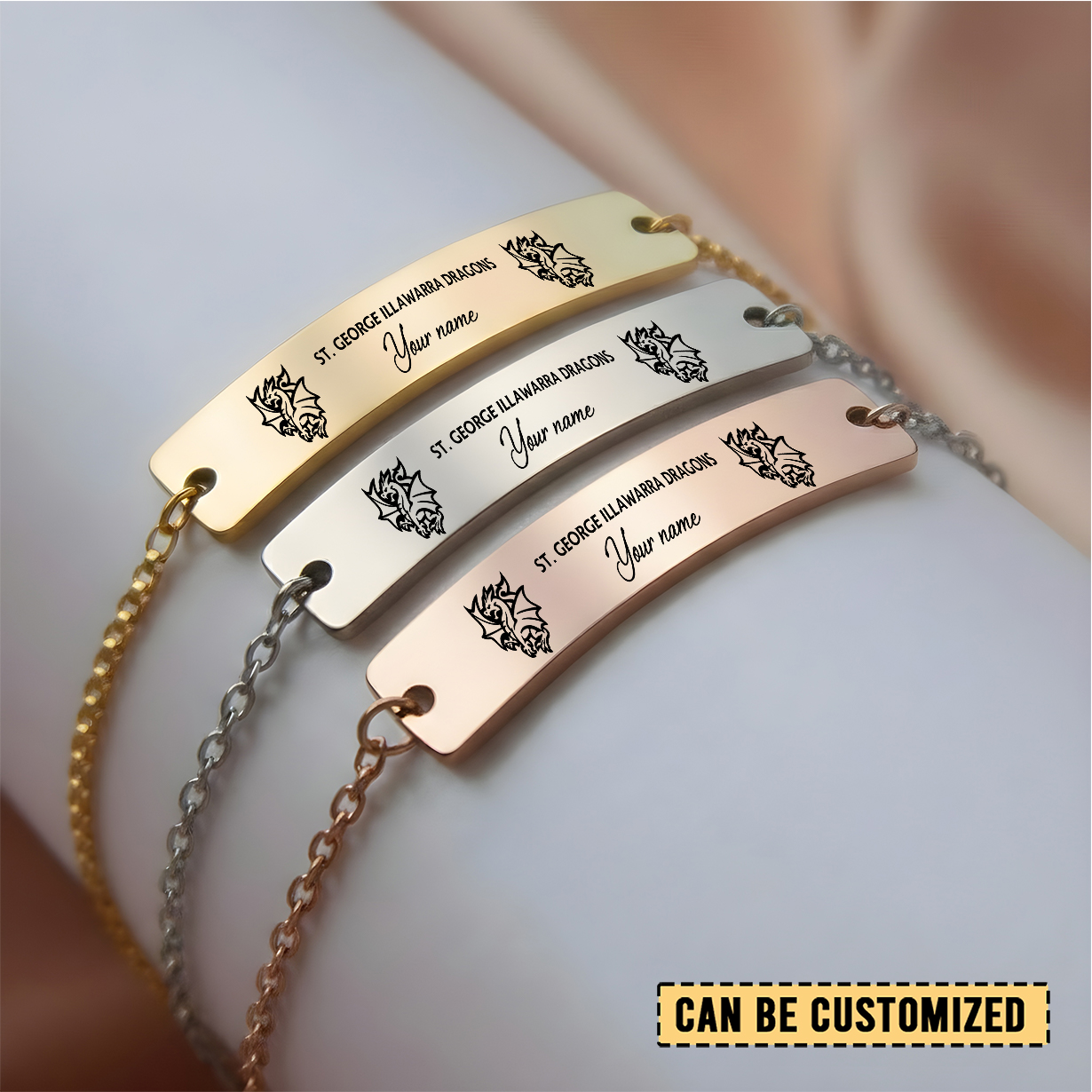 Auspiritmerch St. George Illawarra Dragons Personalized Charm Women's Bracelet Gift For Fans