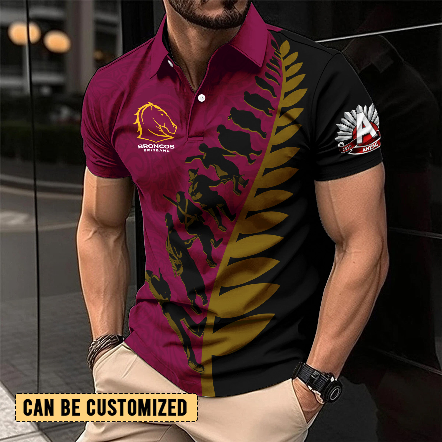 Auspiritmerch Brisbane Broncos x Anzac Day Personalized Polo Shirt Gift For Fans