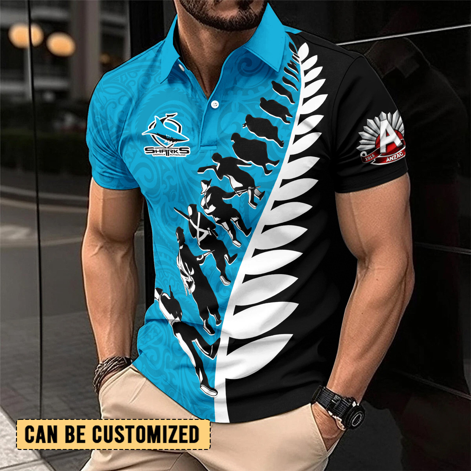Auspiritmerch Cronulla-Sutherland Sharks x Anzac Day Personalized Polo Shirt Gift For Fans
