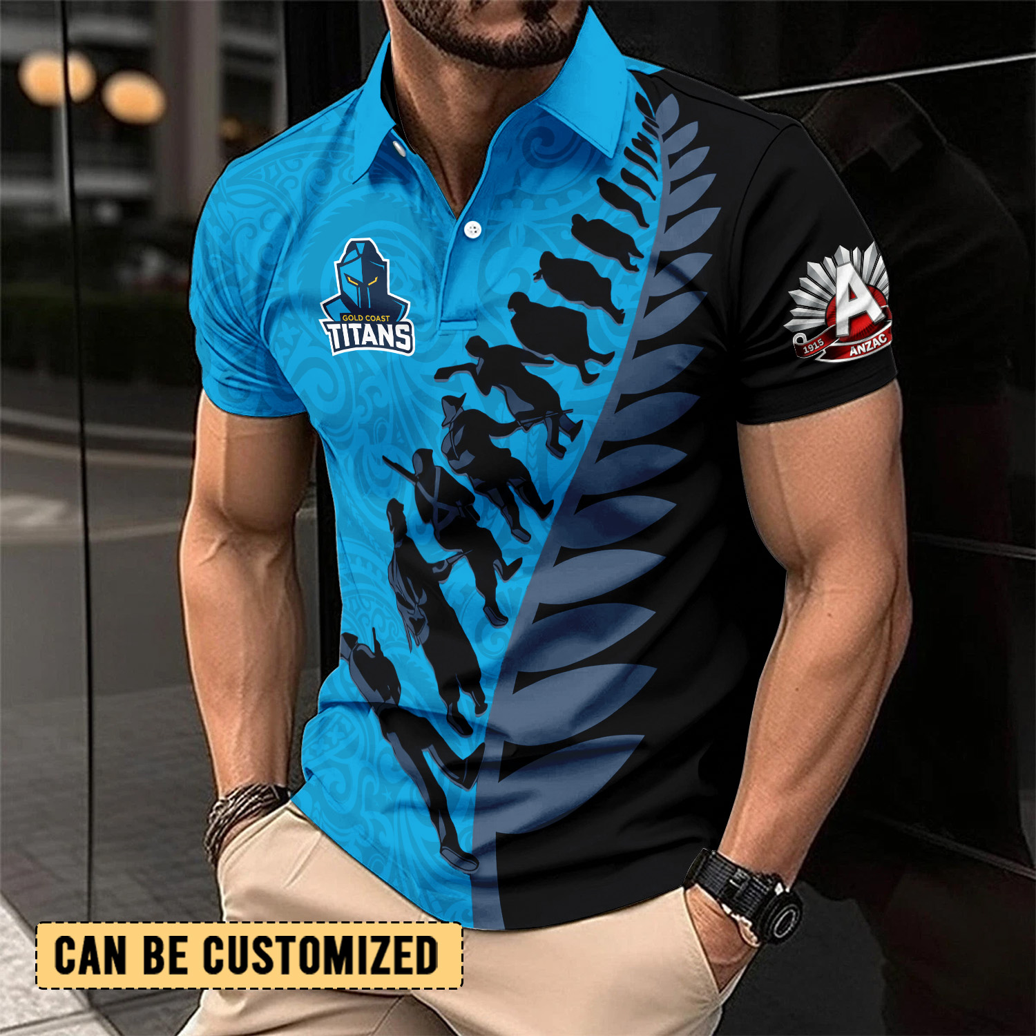Auspiritmerch Gold Coast Titans x Anzac Day Personalized Polo Shirt Gift For Fans