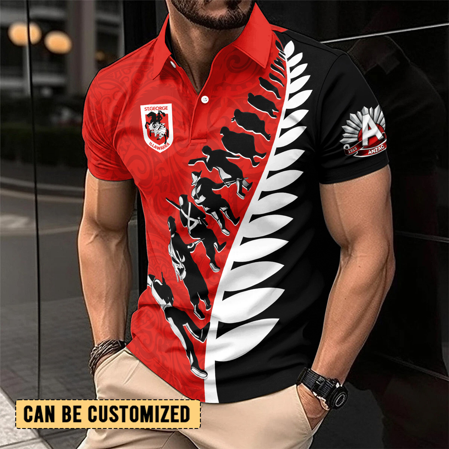 Auspiritmerch St. George Illawarra Dragons x Anzac Day Personalized Polo Shirt Gift For Fans