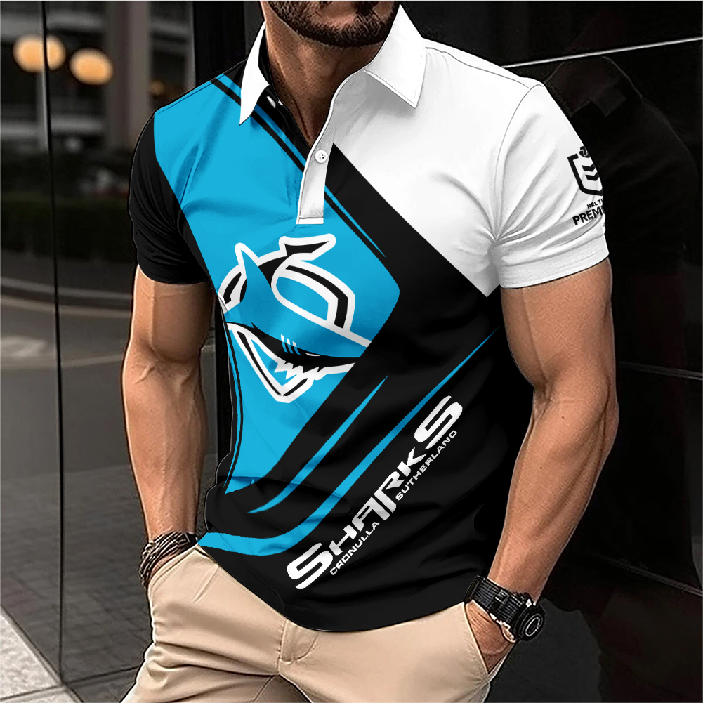 Auspiritmerch Cronulla-Sutherland Sharks Personalized Zip Polo Shirt Gift For Fans