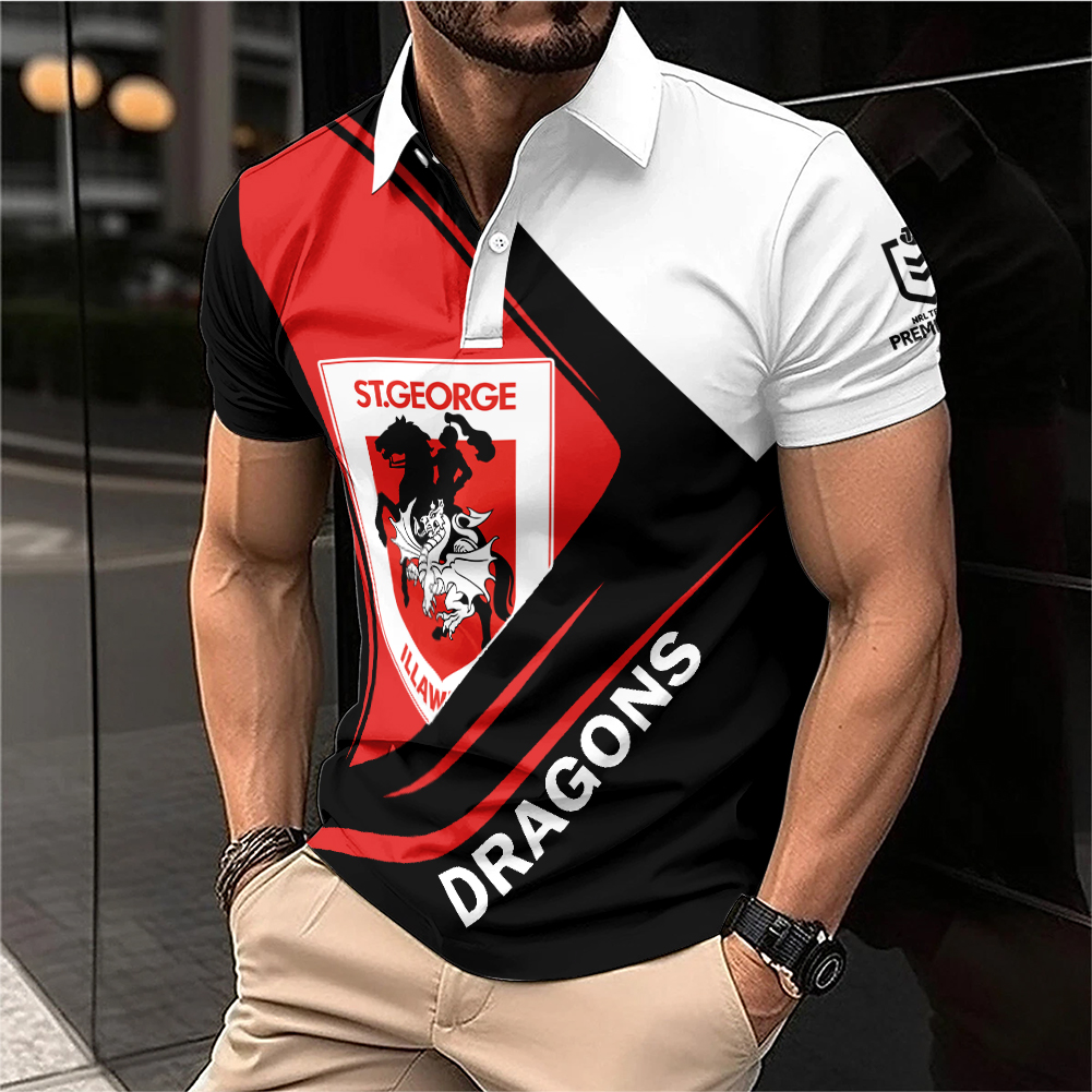 Auspiritmerch St. George Illawarra Dragons Personalized Zip Polo Shirt Gift For Fans