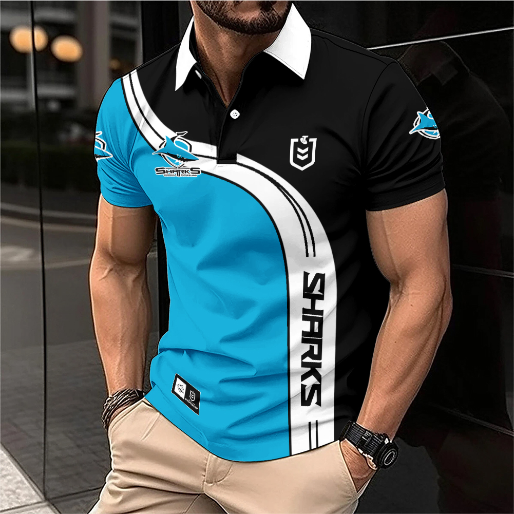 Auspiritmerch Cronulla-Sutherland Sharks Personalized Zip Polo Shirt Gift For Fans
