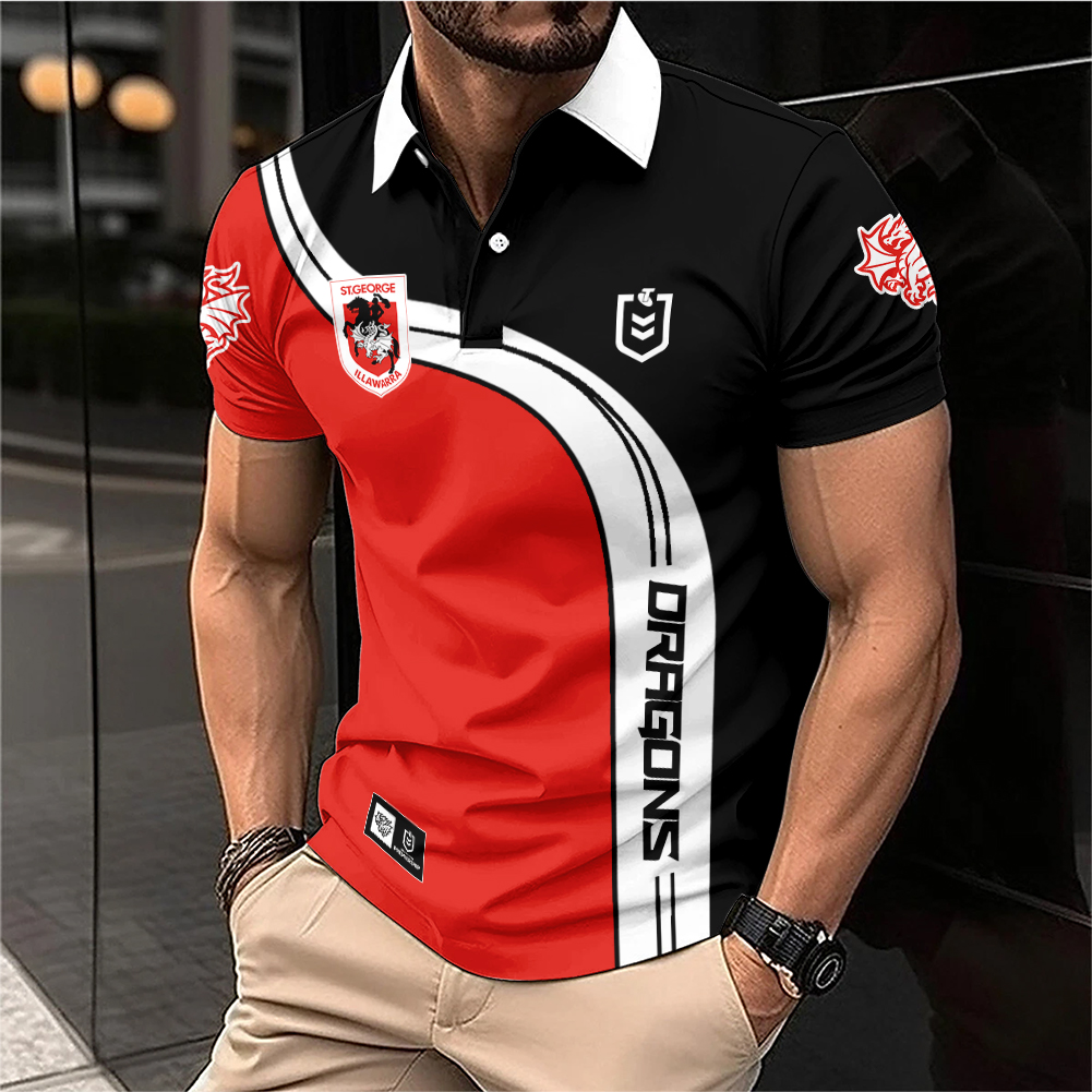 Auspiritmerch St. George Illawarra Dragons Personalized Zip Polo Shirt Gift For Fans