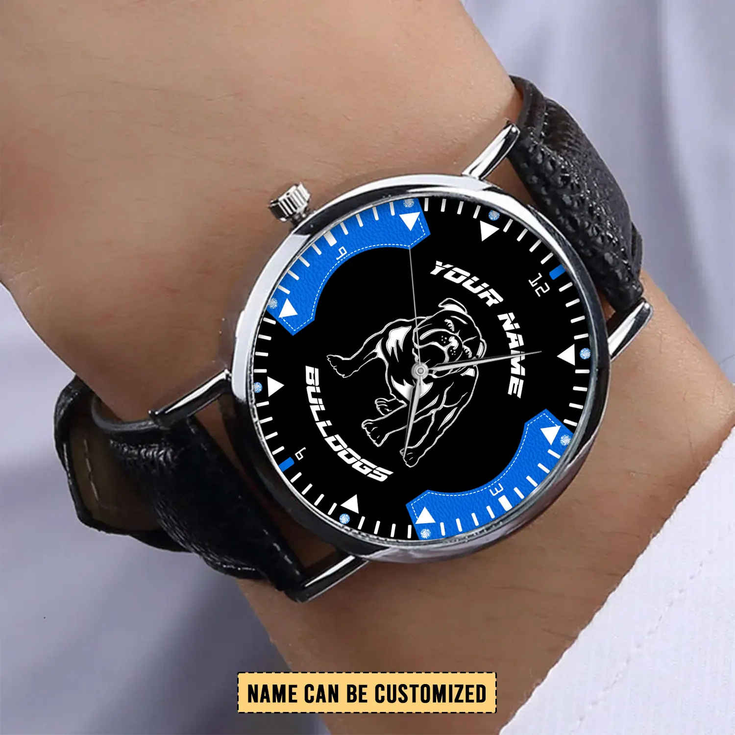 Auspiritmerch Canterbury-Bankstown Bulldogs Personalized Stitched Leather Watch Gift For Fans