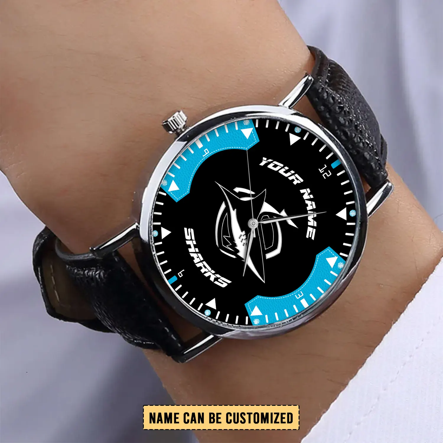 Auspiritmerch Cronulla-Sutherland Sharks Personalized Stitched Leather Watch Gift For Fans