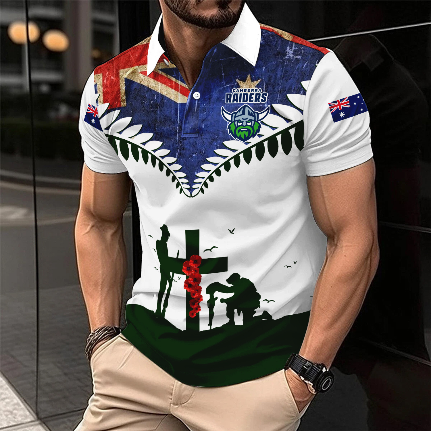 Auspiritmerch Canberra Raiders x Anzac Day Personalized Polo Shirt Gift For Fans