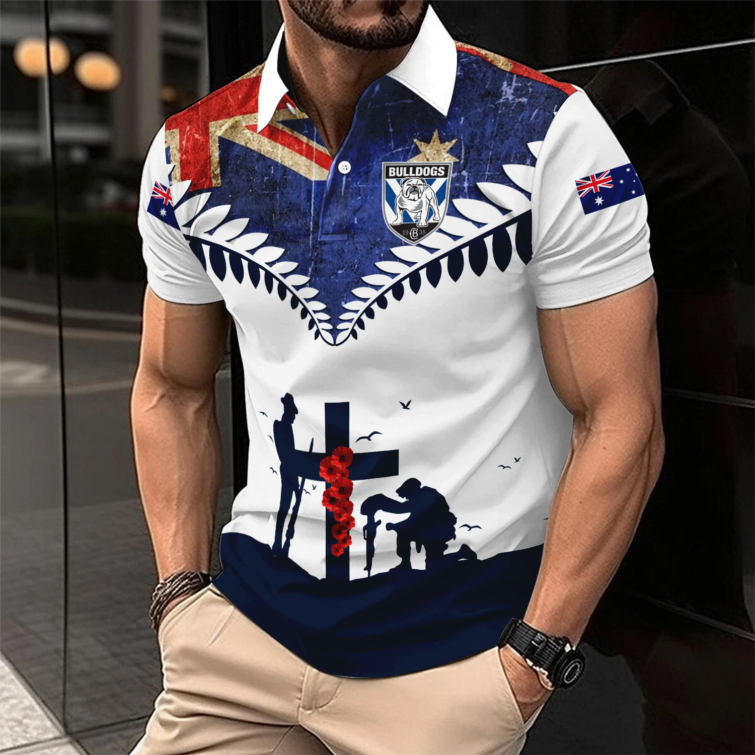 Auspiritmerch Canterbury-Bankstown Bulldogs x Anzac Day Personalized Polo Shirt Gift For Fans