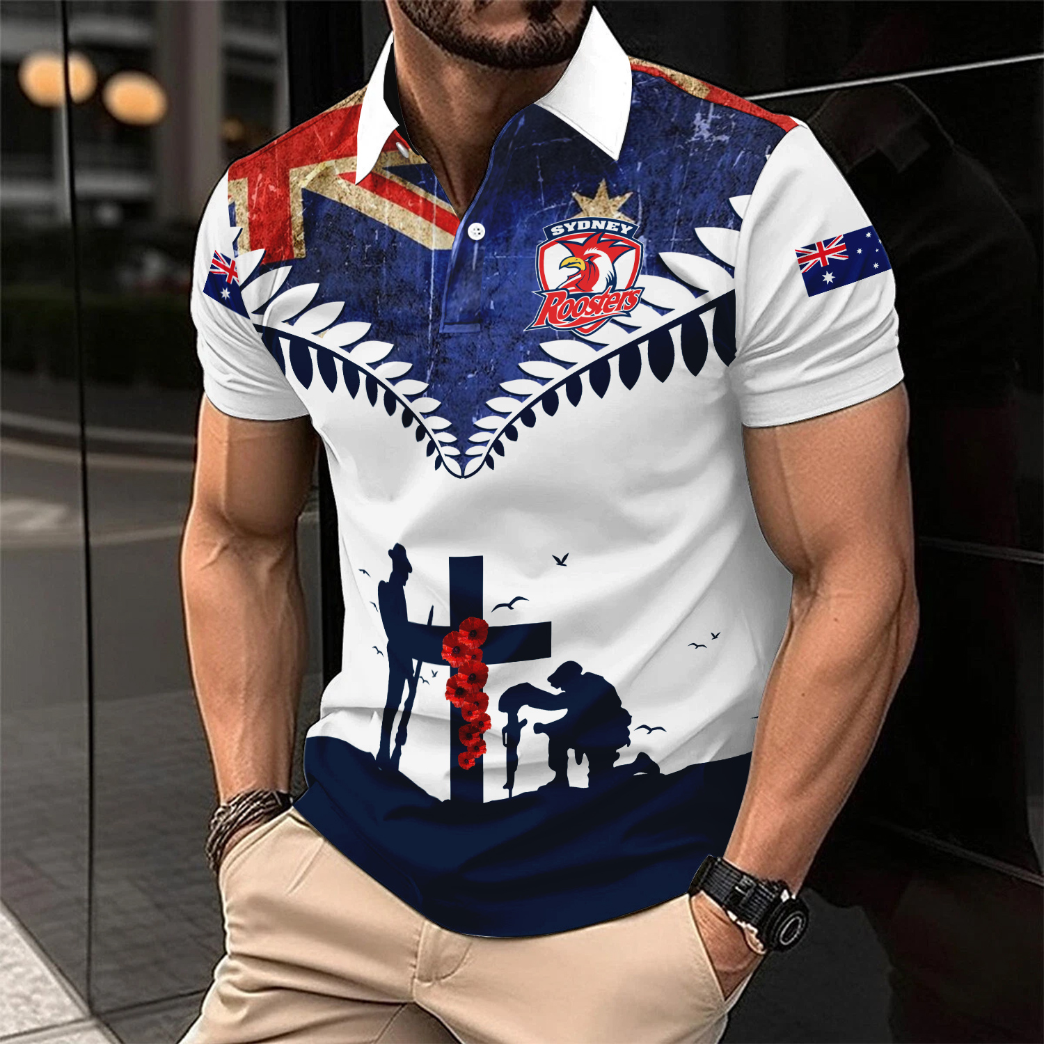 Auspiritmerch Sydney Roosters x Anzac Day Personalized Polo Shirt Gift For Fans