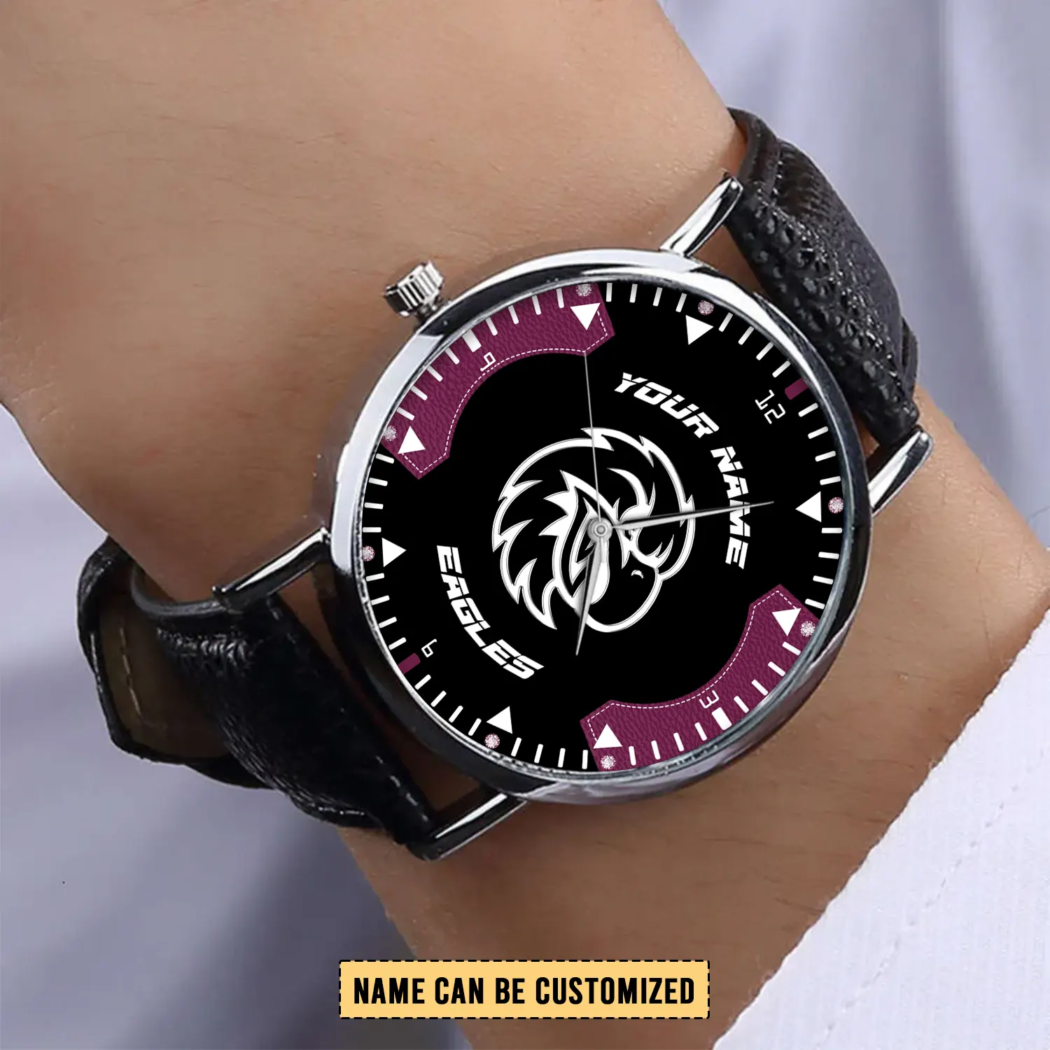 Auspiritmerch Manly Warringah Sea Eagles Personalized Stitched Leather Watch Gift For Fans