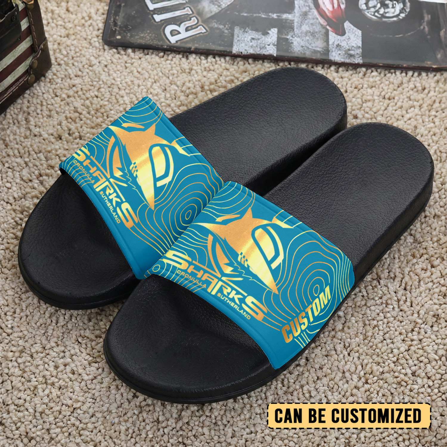Auspiritmerch Cronulla-Sutherland Sharks Personalized Sports Slippers Gift For Fans