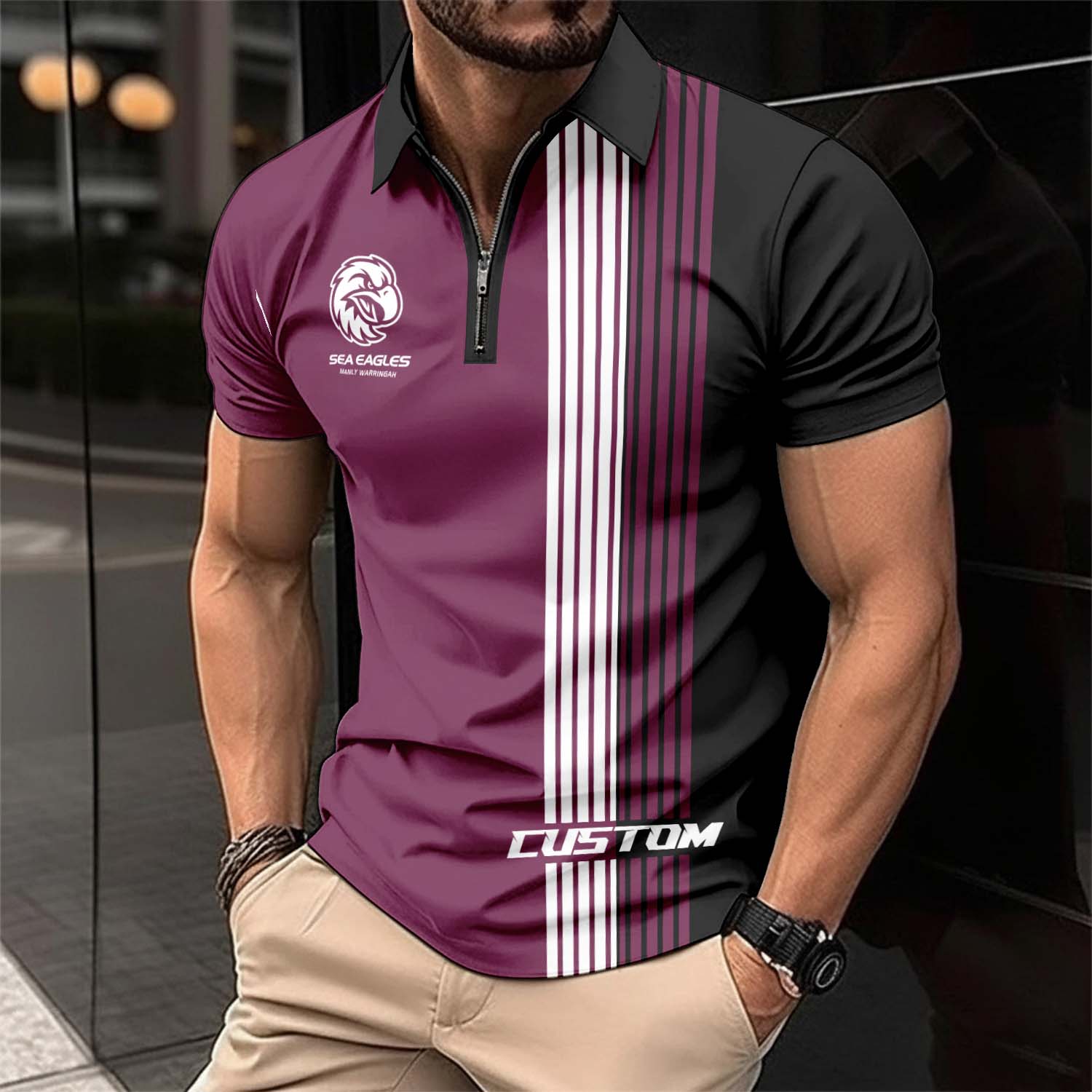 Auspiritmerch Manly Warringah Sea Eagles Personalized Zip Polo Shirt Gift For Fans