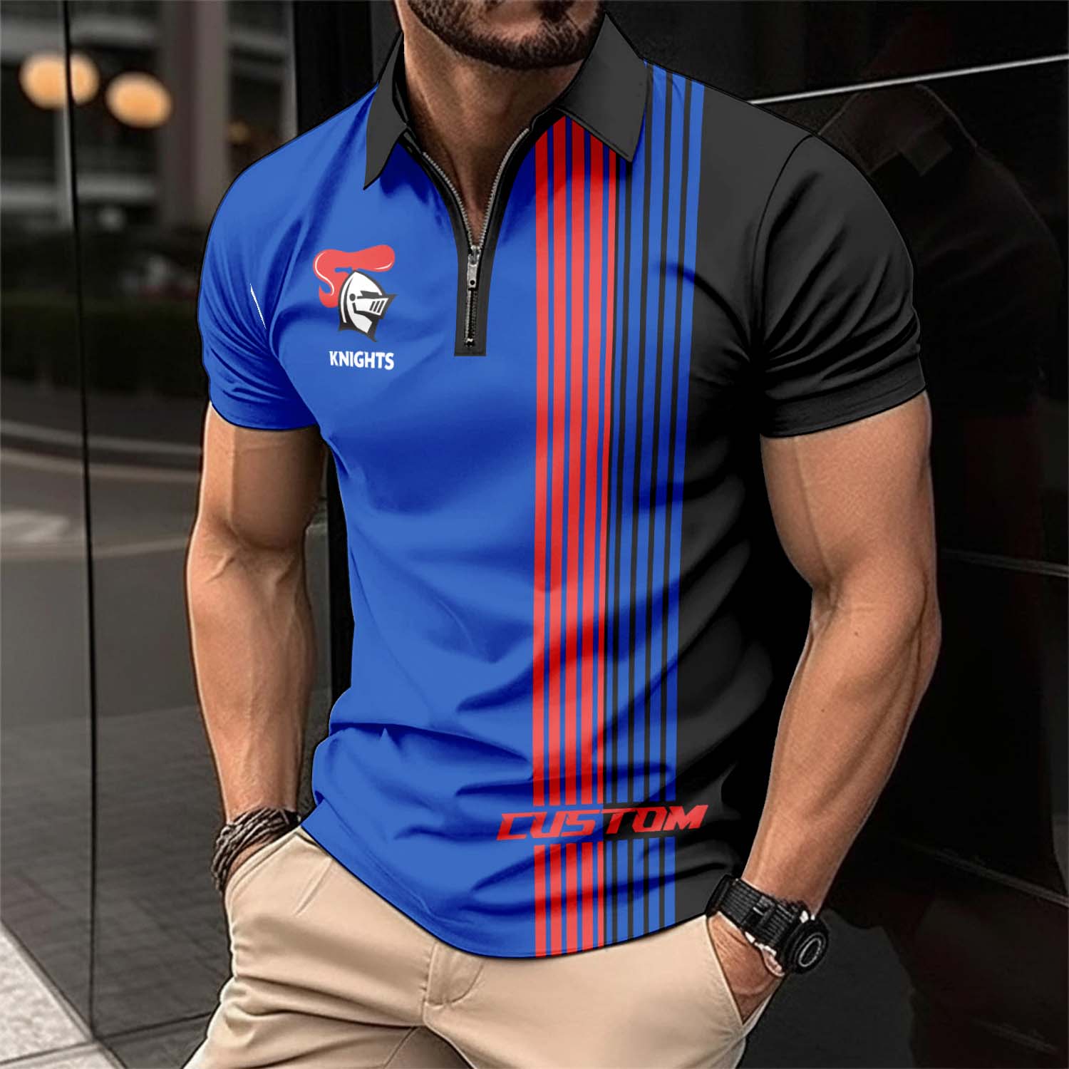 Auspiritmerch Newcastle Knights Personalized Zip Polo Shirt Gift For Fans