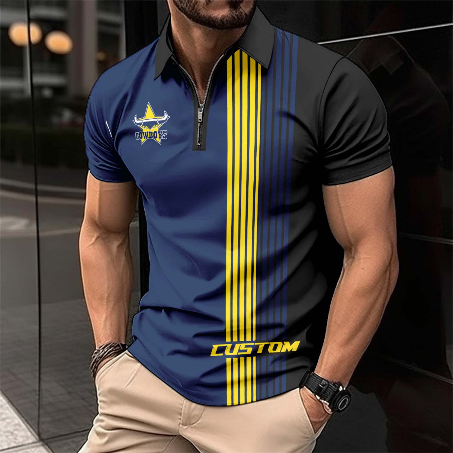 Auspiritmerch North Queensland Cowboys Personalized Zip Polo Shirt Gift For Fans