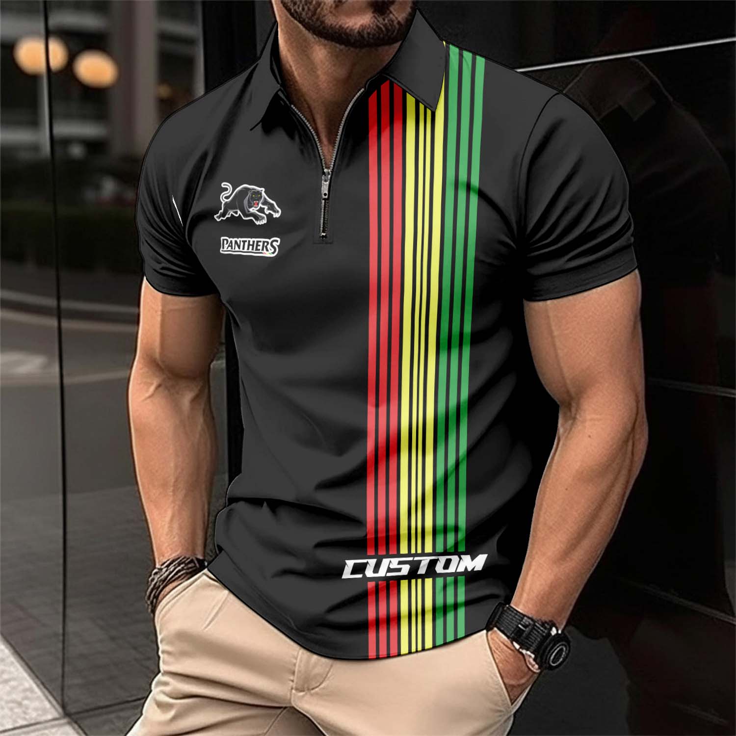 Auspiritmerch Penrith Panthers Personalized Zip Polo Shirt Gift For Fans