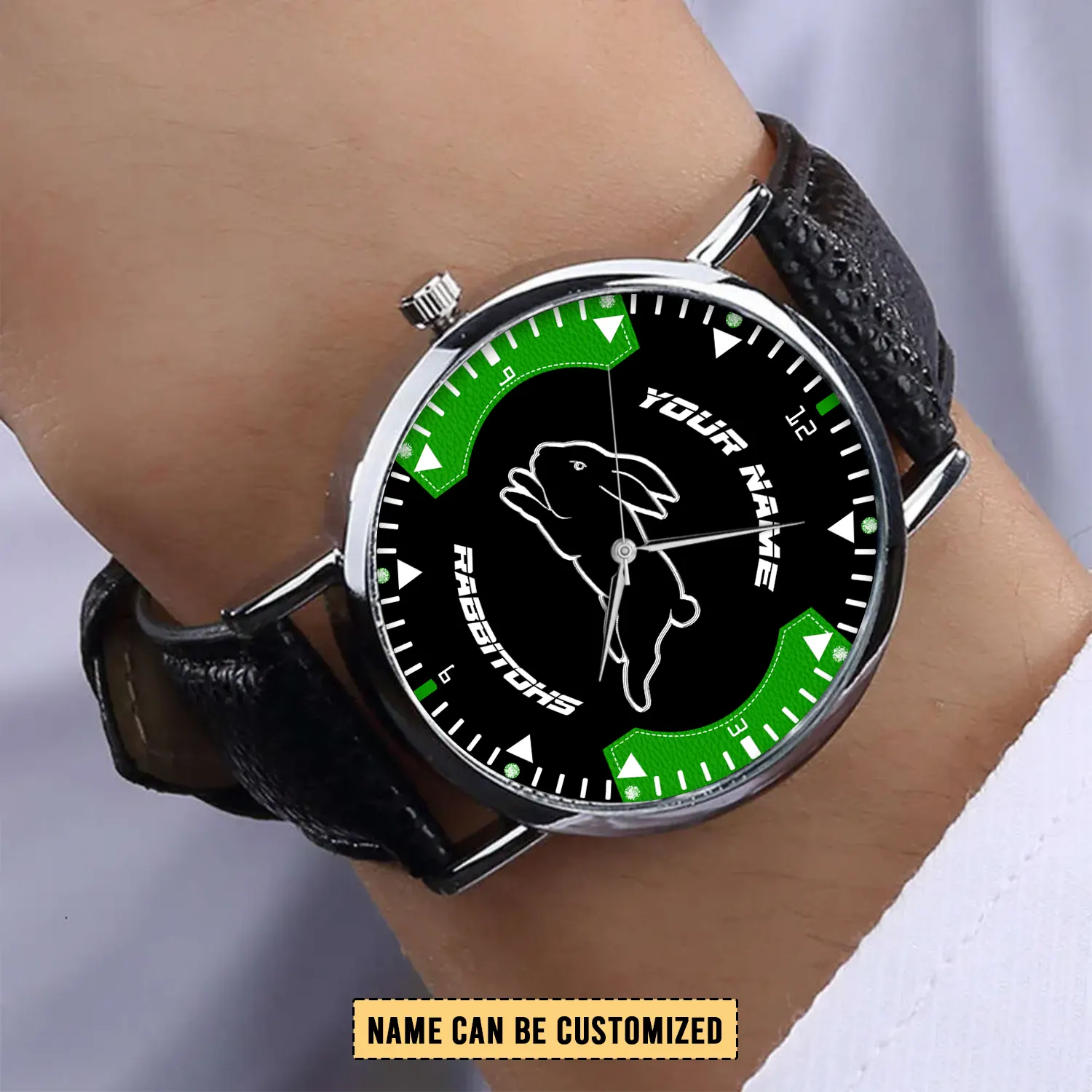 Auspiritmerch South Sydney Rabbitohs Personalized Stitched Leather Watch Gift For Fans