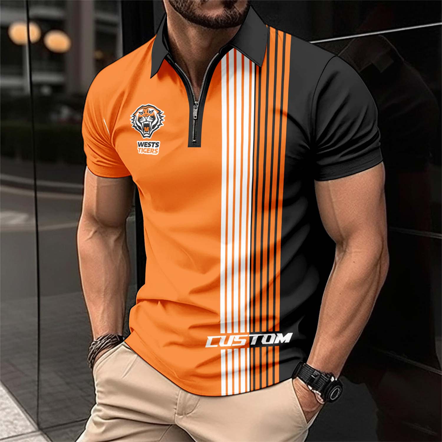 Auspiritmerch Wests Tigers Personalized Zip Polo Shirt Gift For Fans