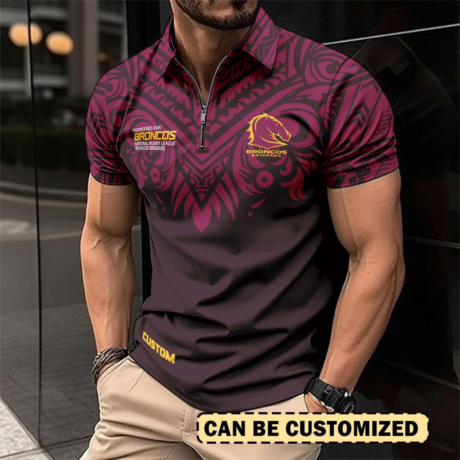 Auspiritmerch Brisbane Broncos Personalized Zip Polo Shirt Gift For Fans