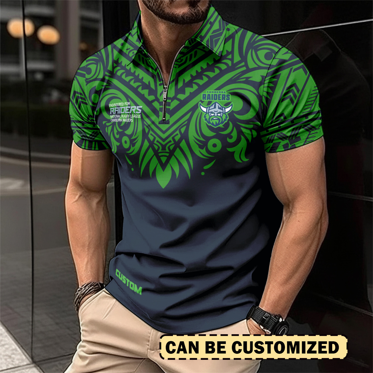 Auspiritmerch Canberra Raiders Personalized Zip Polo Shirt Gift For Fans