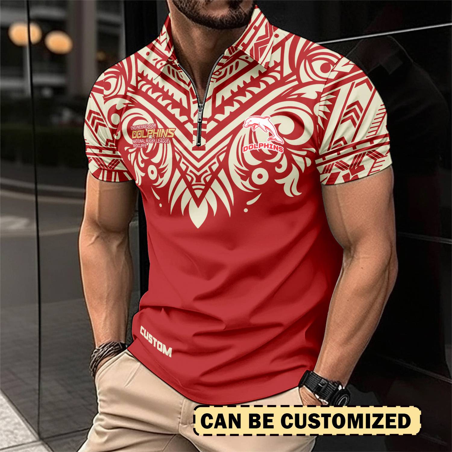 Auspiritmerch Dolphins Personalized Zip Polo Shirt Gift For Fans