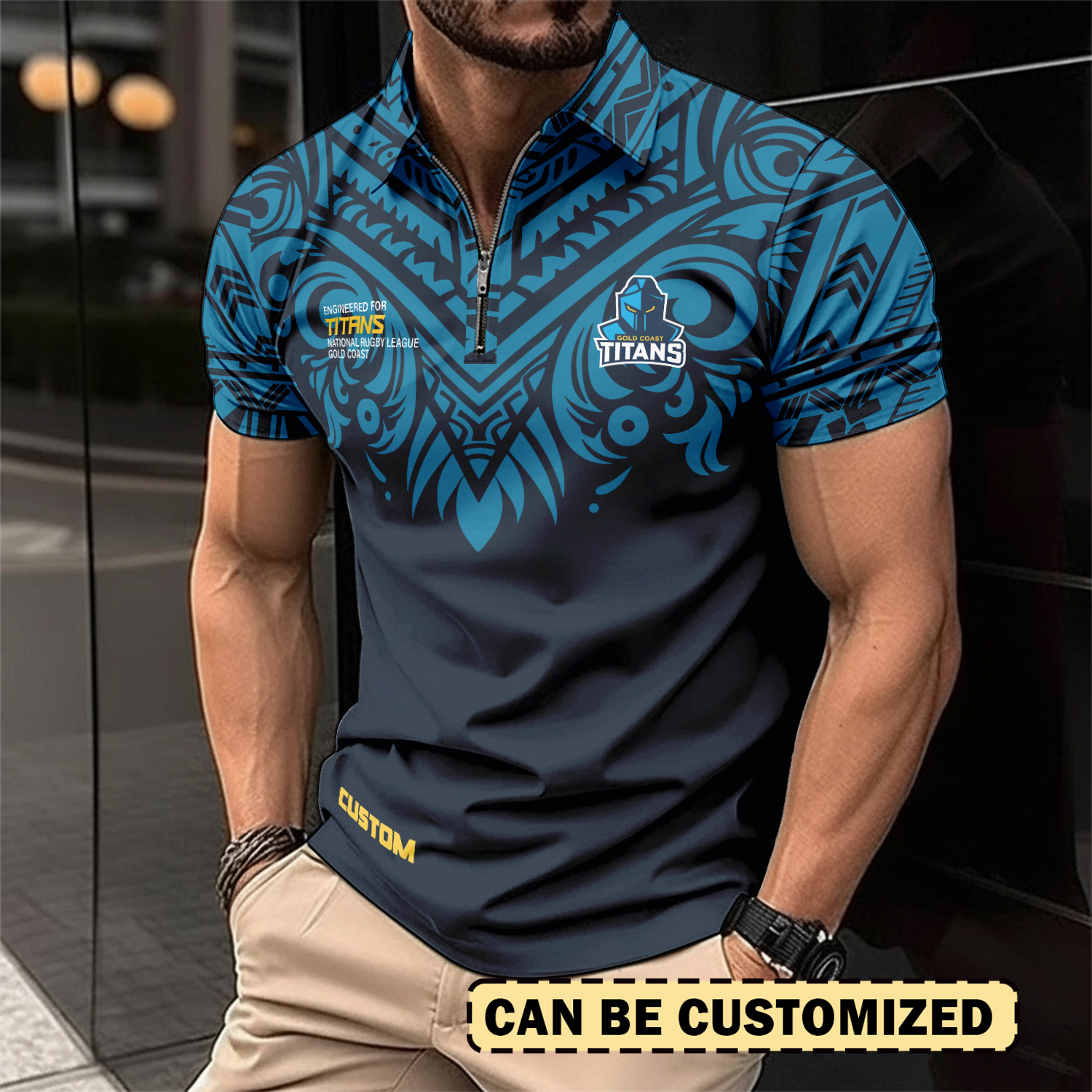Auspiritmerch Gold Coast Titans Personalized Zip Polo Shirt Gift For Fans