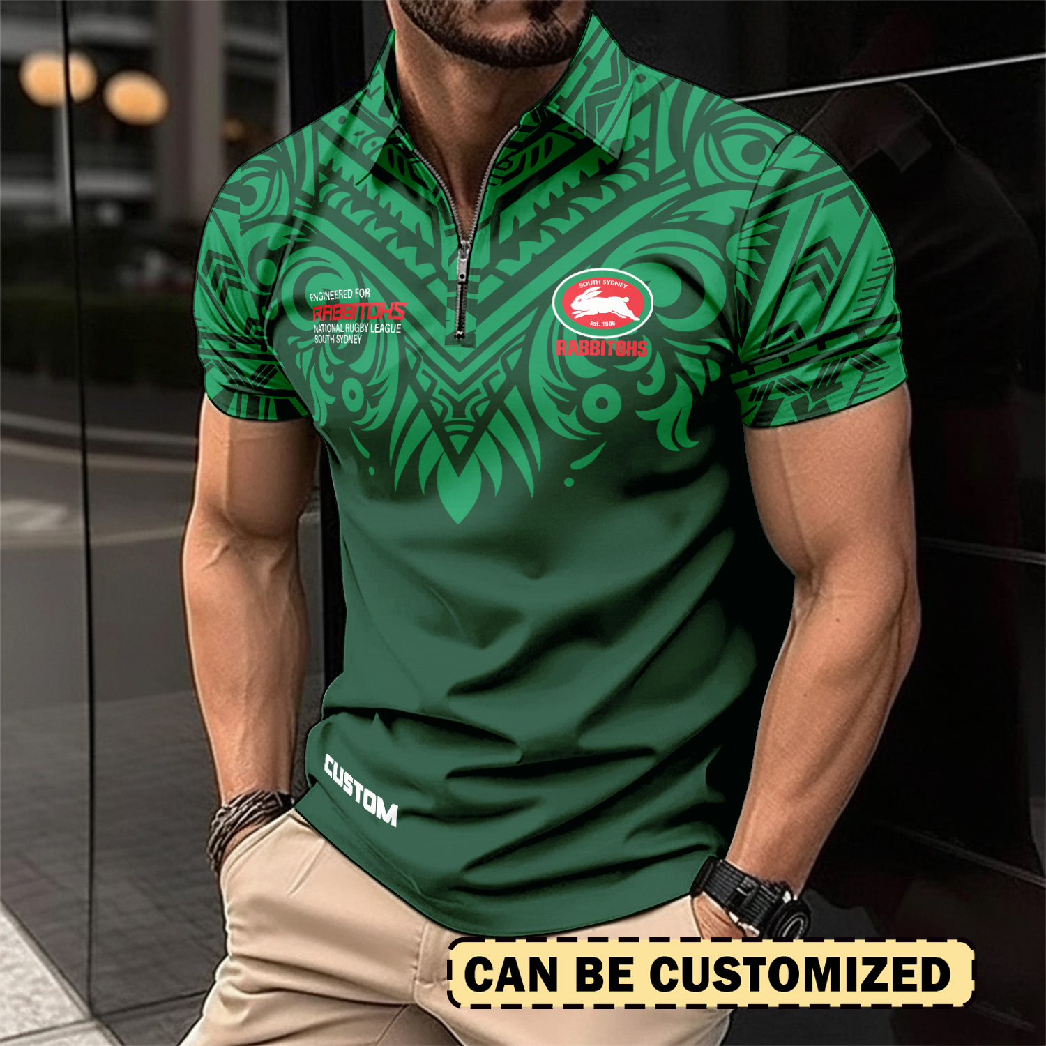 Auspiritmerch South Sydney Rabbitohs Personalized Zip Polo Shirt Gift For Fans
