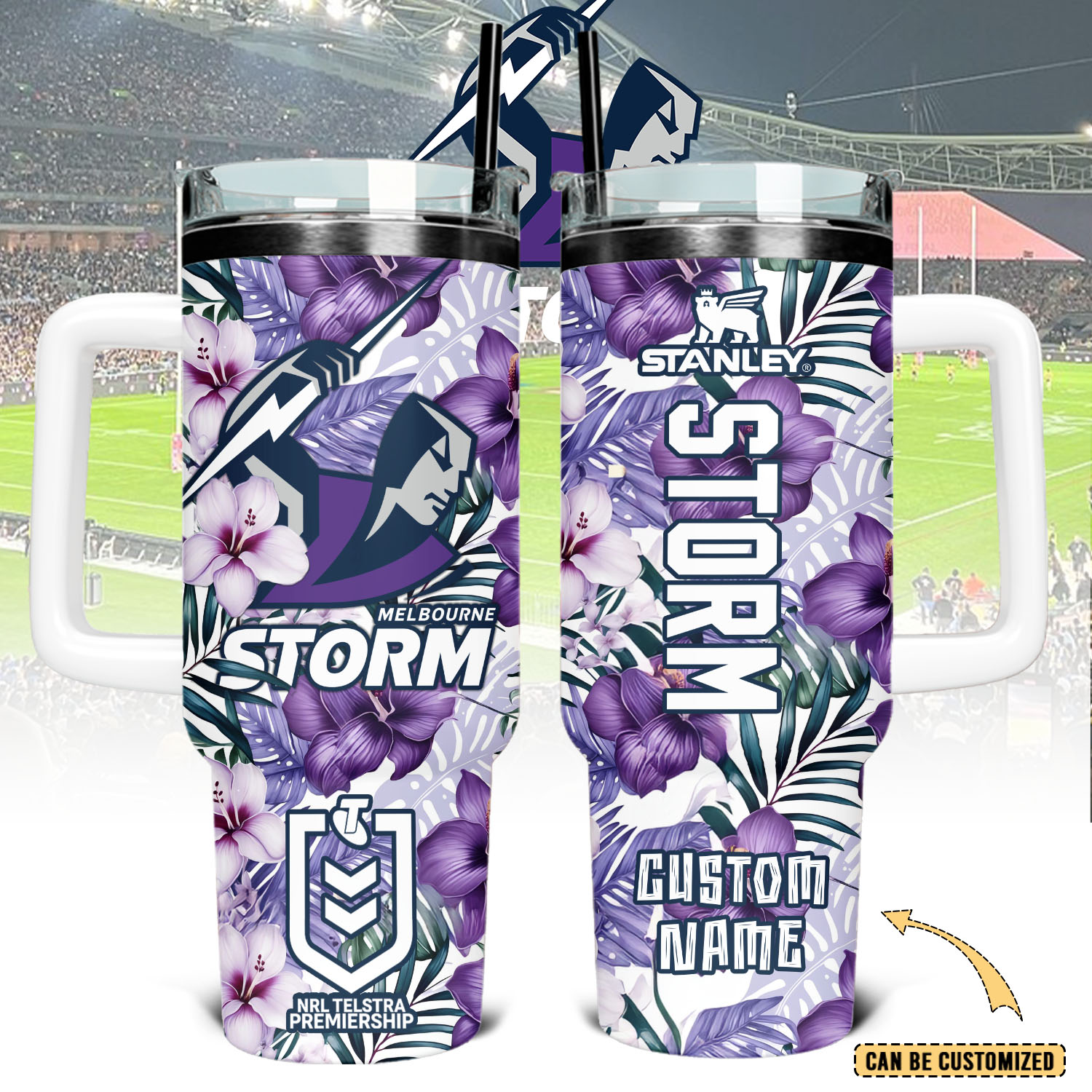 Auspiritmerch Melbourne Storm Custom Stanley Quencher 40oz Stainless Steel Tumbler With Handle
