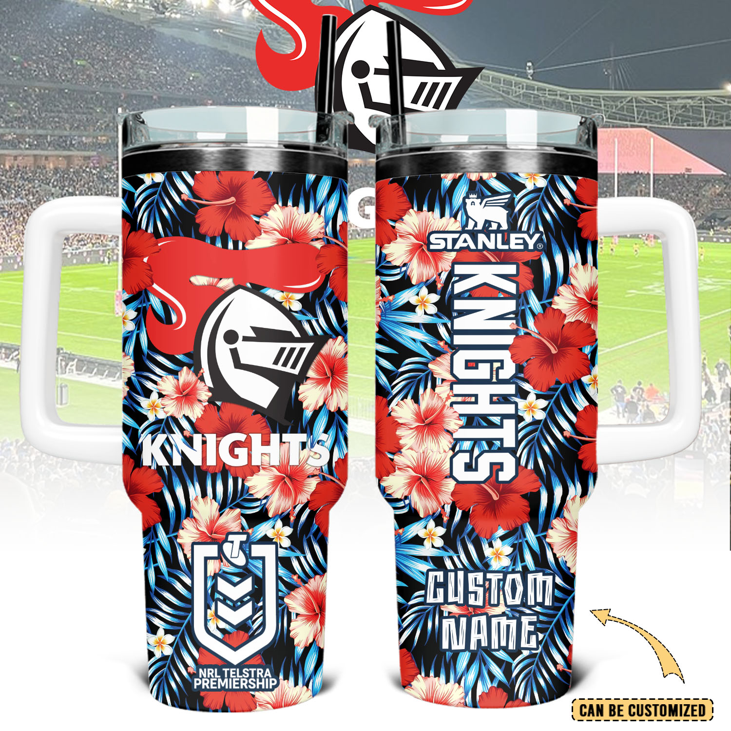Auspiritmerch Newcastle Knights Custom Stanley Quencher 40oz Stainless Steel Tumbler With Handle
