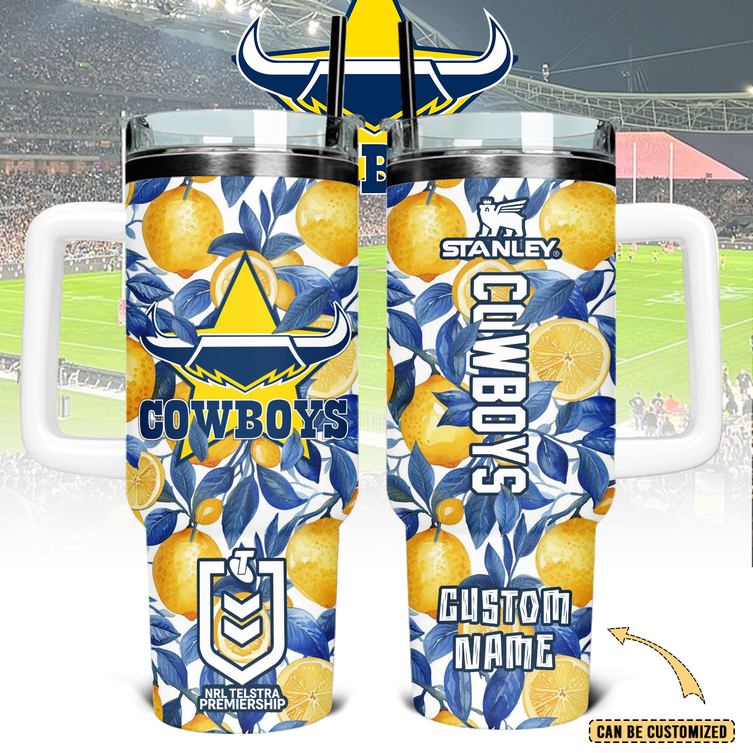 Auspiritmerch North Queensland Cowboys Custom Stanley Quencher 40oz Stainless Steel Tumbler With Handle