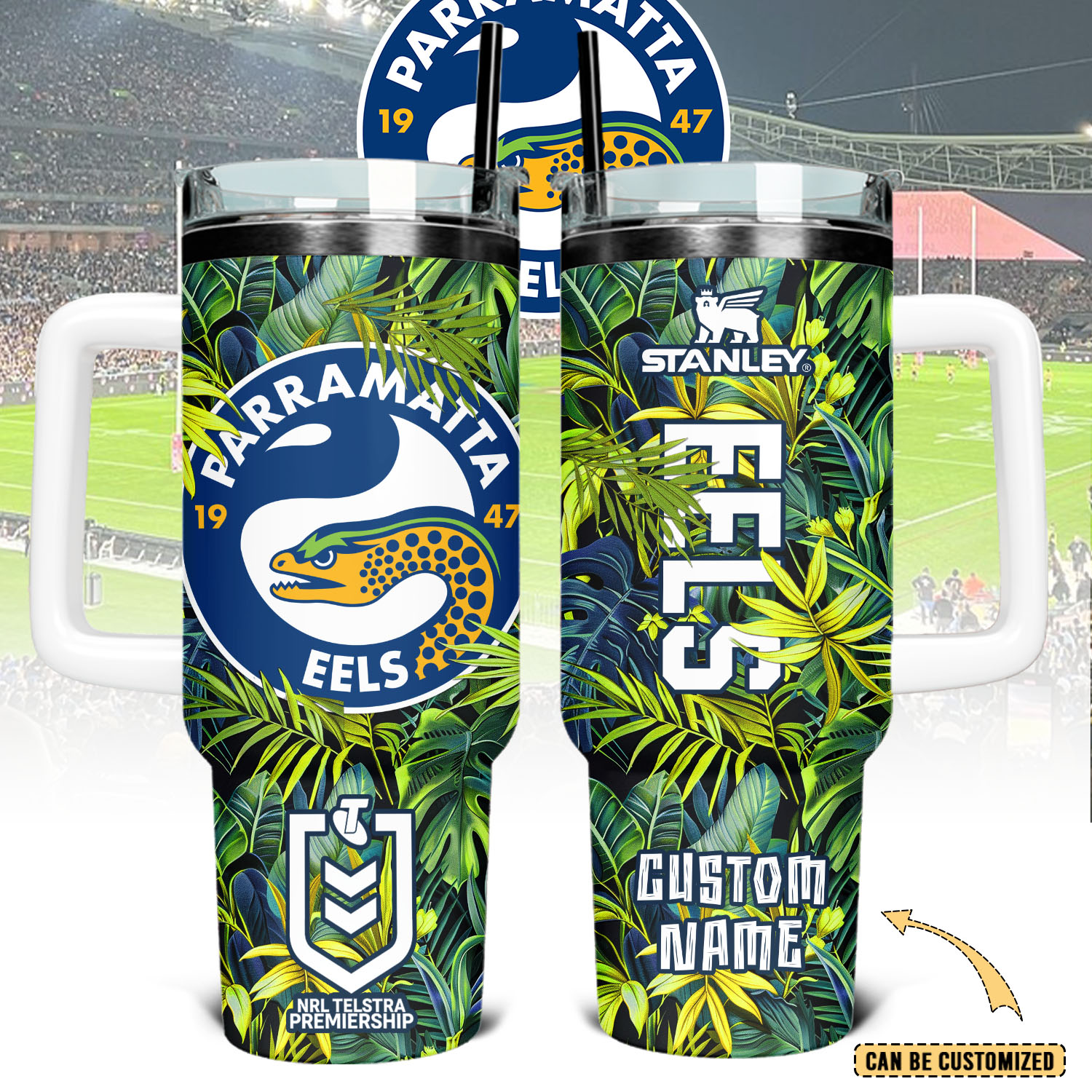 Auspiritmerch Parramatta Eels Custom Stanley Quencher 40oz Stainless Steel Tumbler With Handle