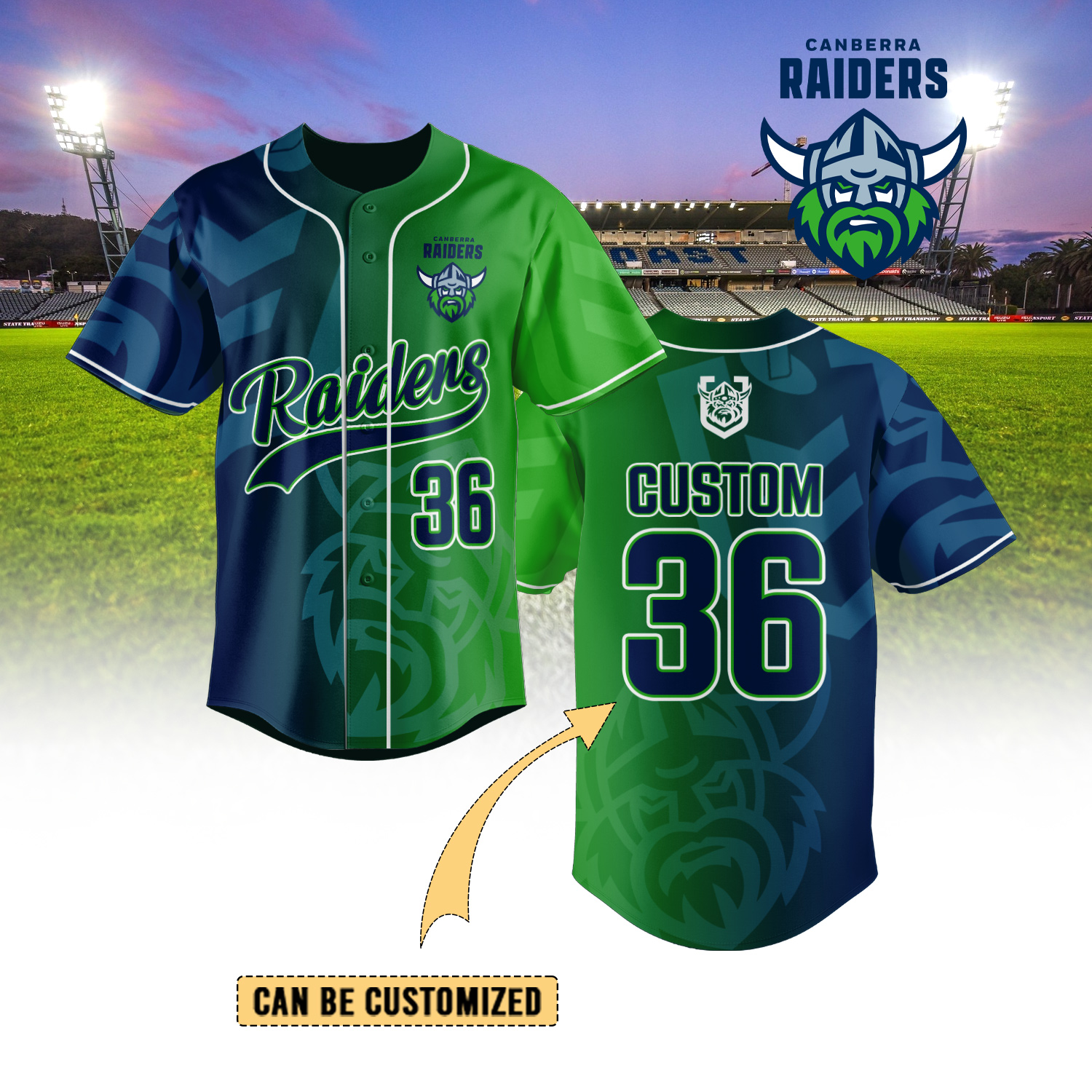 Auspiritmerch Canberra Raiders Personalized Baseball Jersey Gifts For Fans