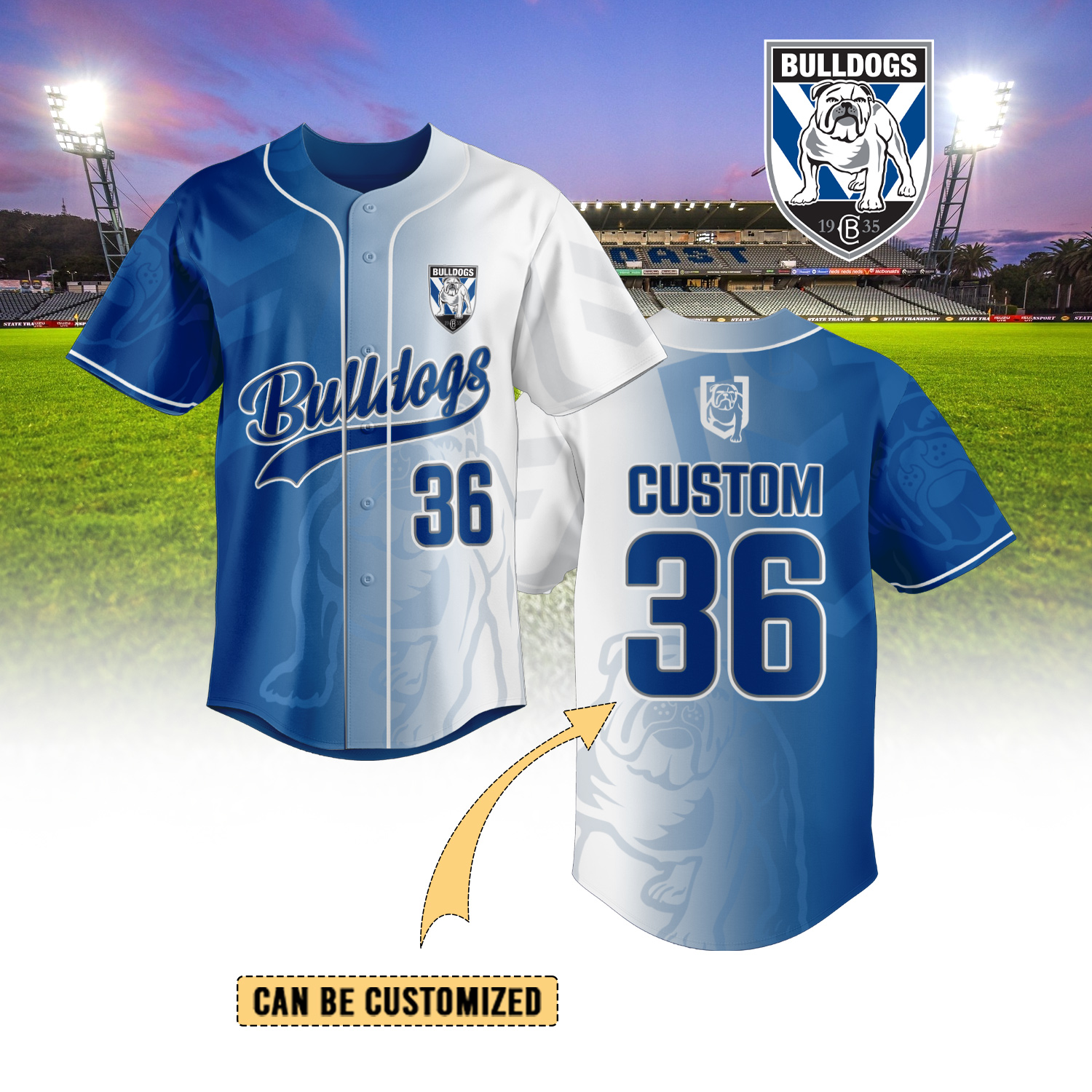 Auspiritmerch Canterbury-Bankstown Bulldogs Personalized Baseball Jersey Gifts For Fans