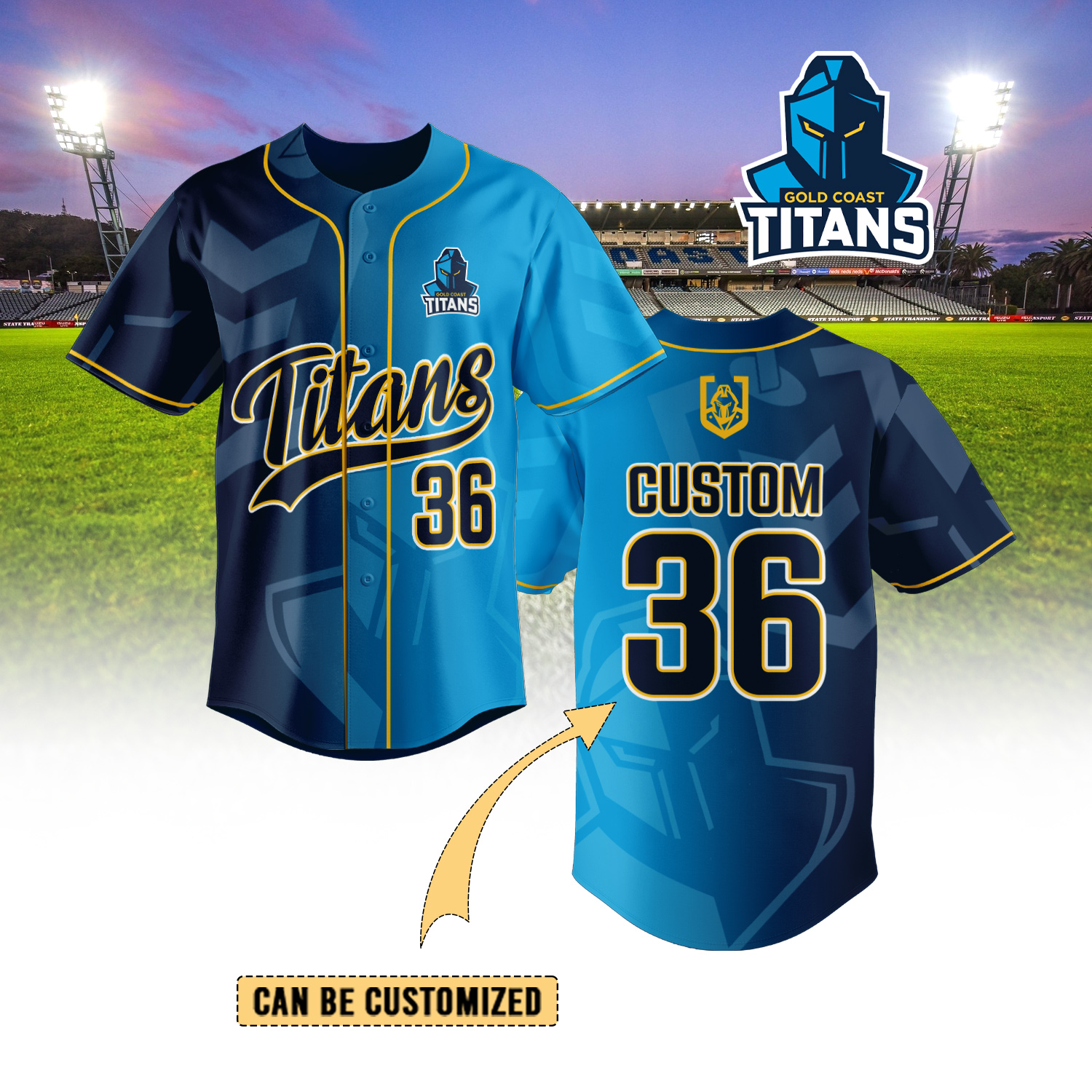 Auspiritmerch Gold Coast Titans Personalized Baseball Jersey Gifts For Fans