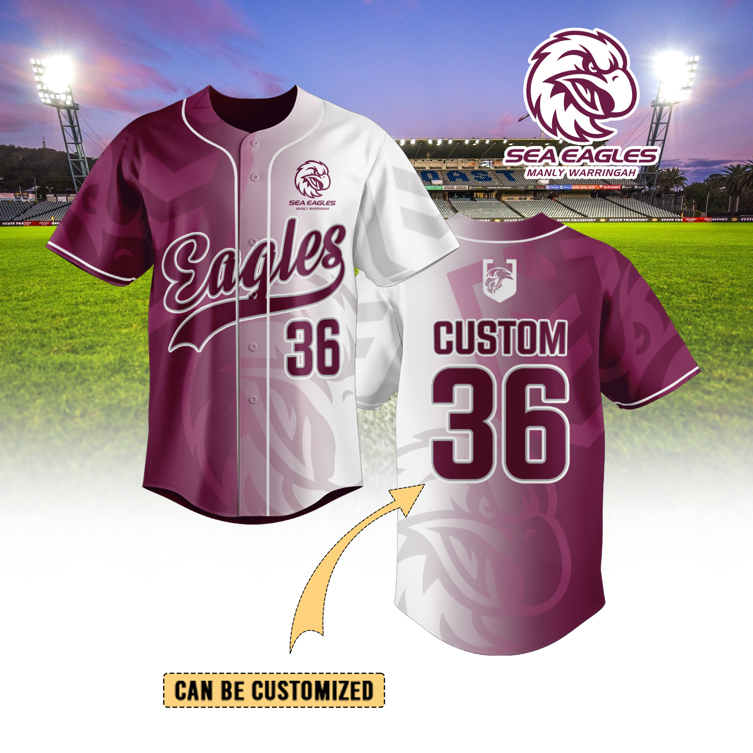 Auspiritmerch Manly Warringah Sea Eagles Personalized Baseball Jersey Gifts For Fans