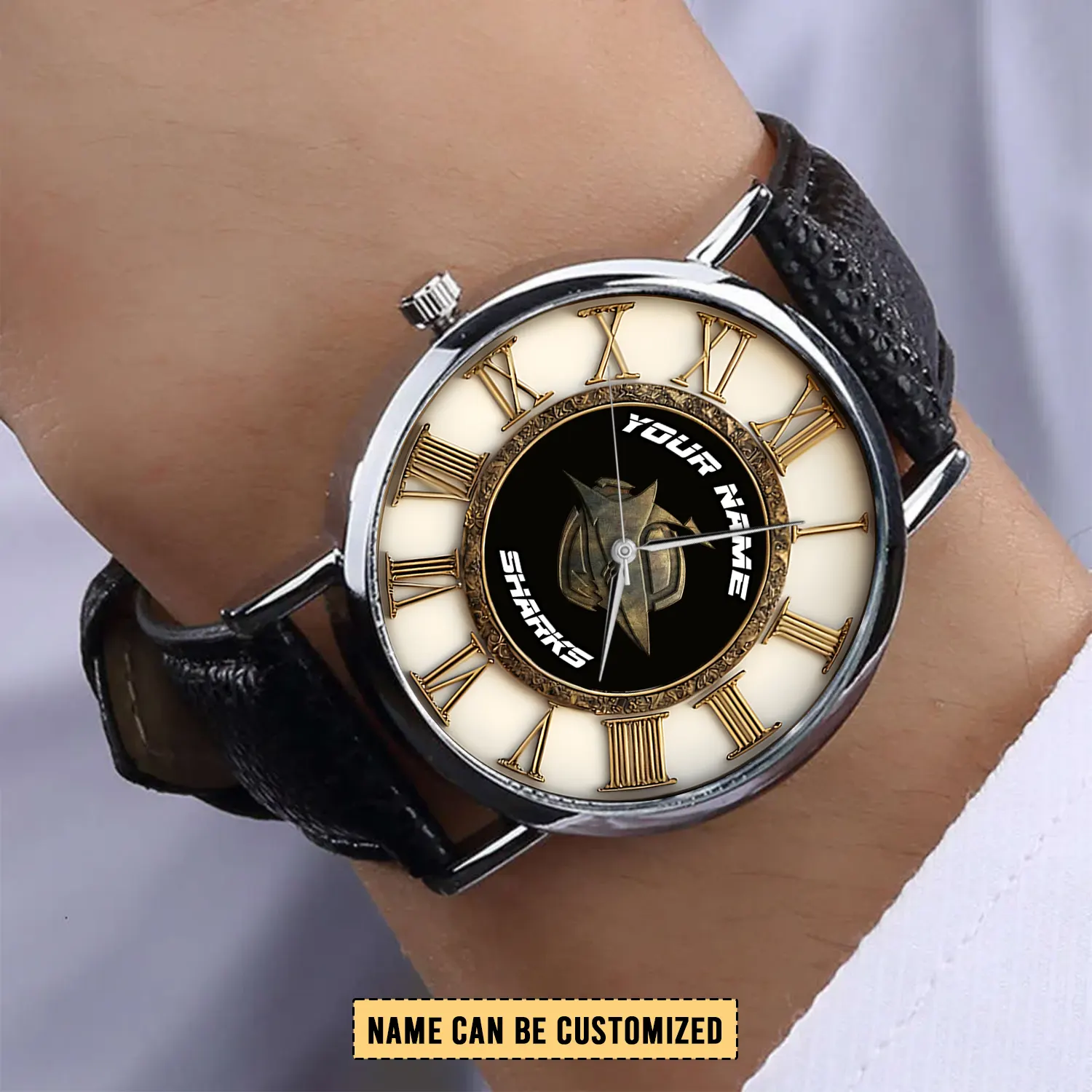 Auspiritmerch Cronulla-Sutherland Sharks Personalized Stitched Leather Watch Gift For Fans