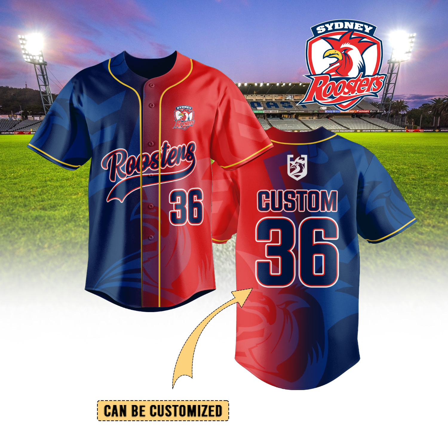 Auspiritmerch Sydney Roosters Personalized Baseball Jersey Gifts For Fans