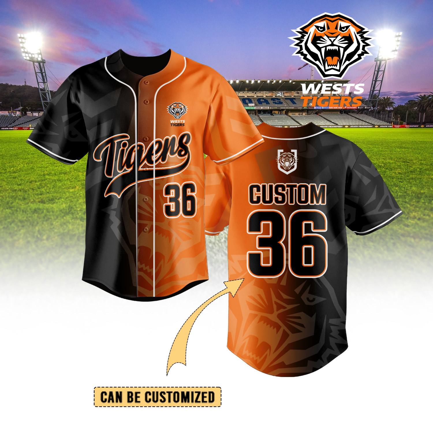 Auspiritmerch Wests Tigers Personalized Baseball Jersey Gifts For Fans