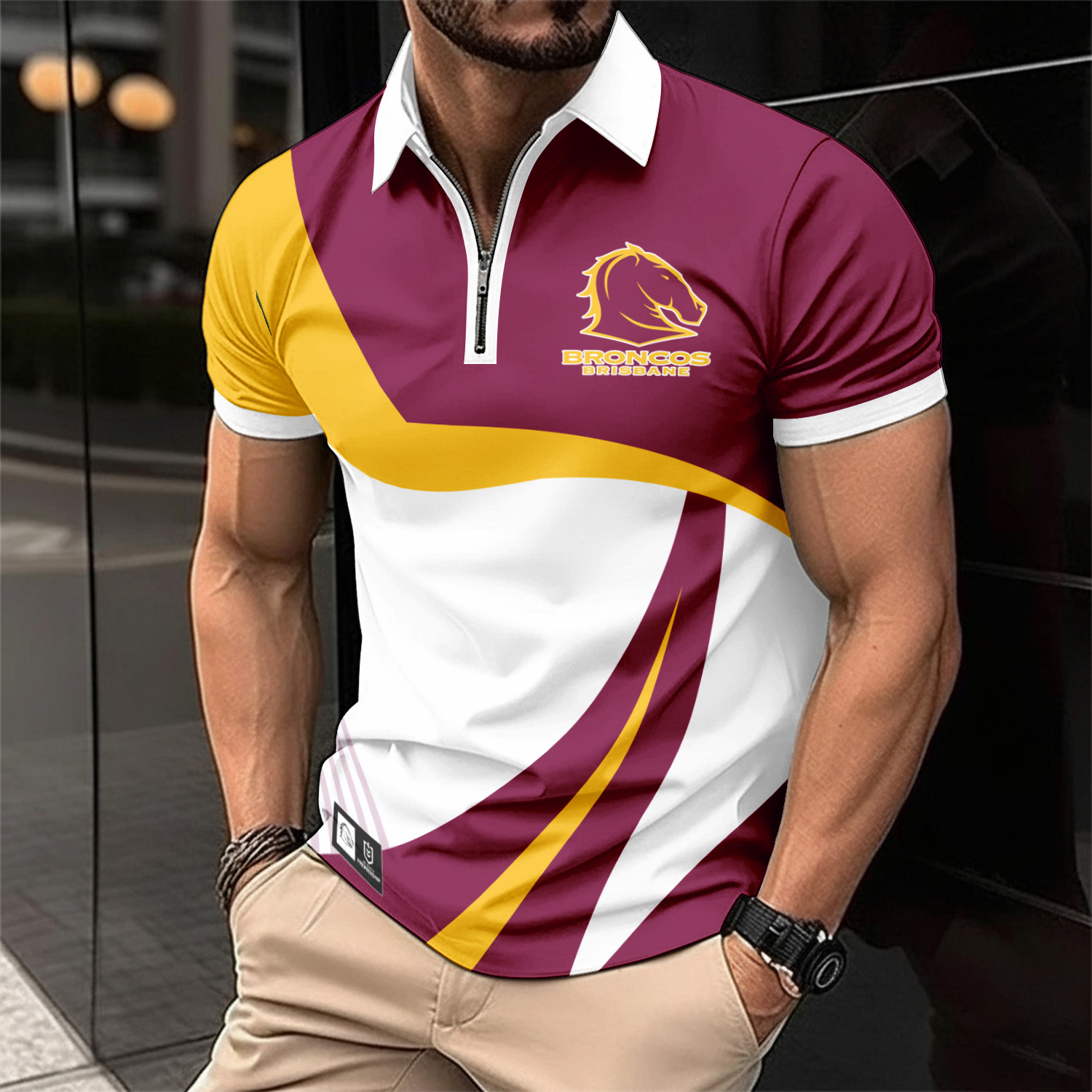Auspiritmerch Brisbane Broncos Personalized Zip Polo Shirt Gift For Fans