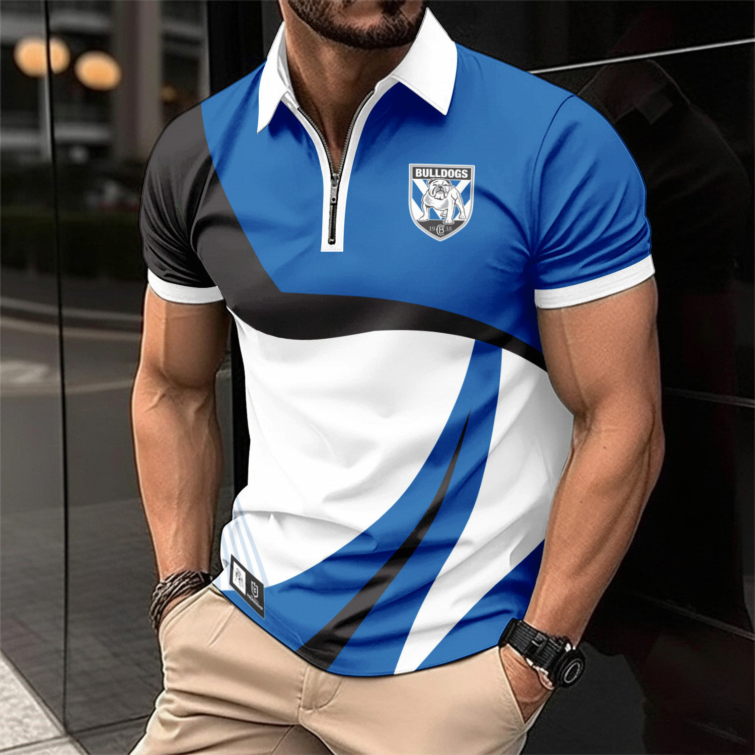 Auspiritmerch Canterbury-Bankstown Bulldogs Personalized Zip Polo Shirt Gift For Fans