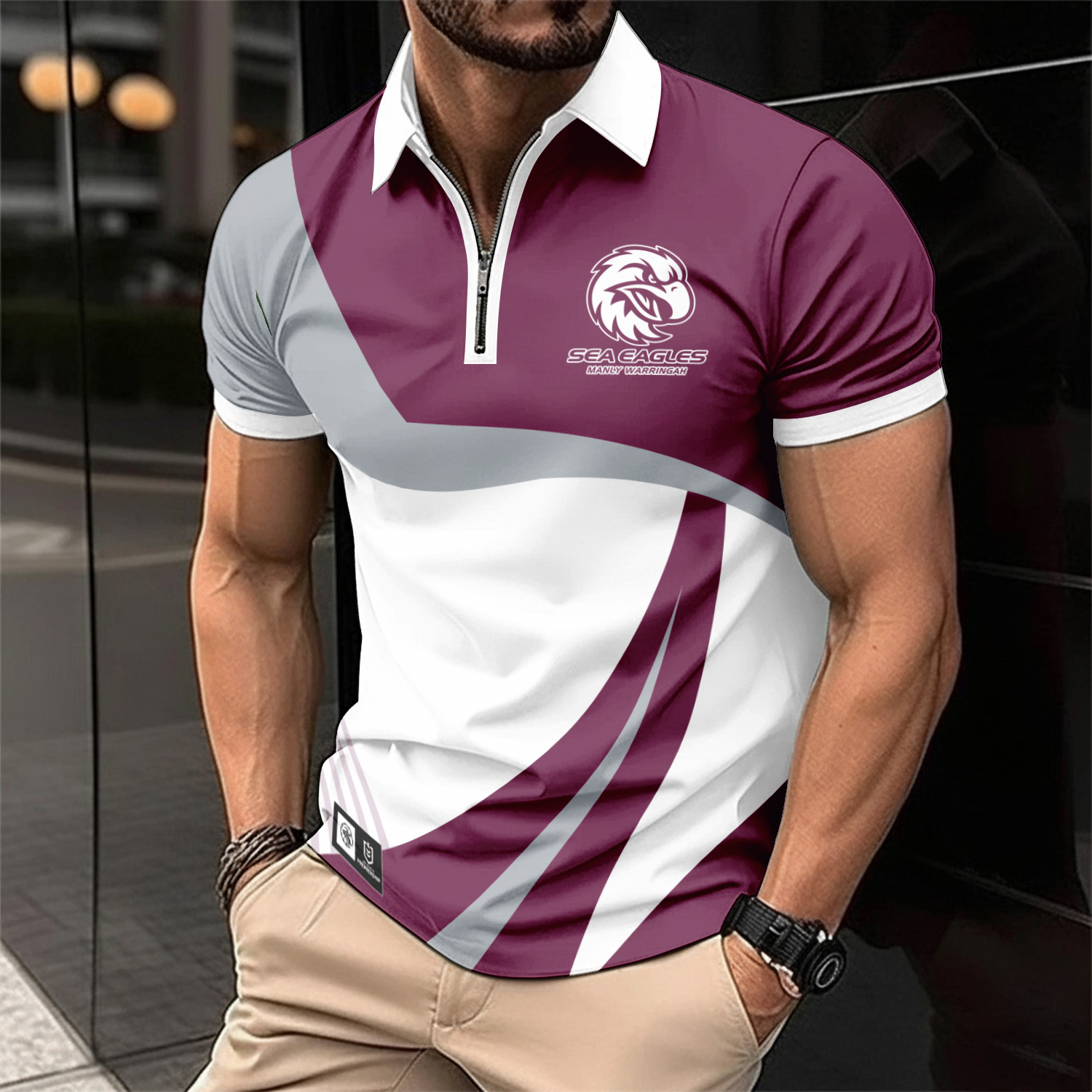 Auspiritmerch Manly Warringah Sea Eagles Personalized Zip Polo Shirt Gift For Fans