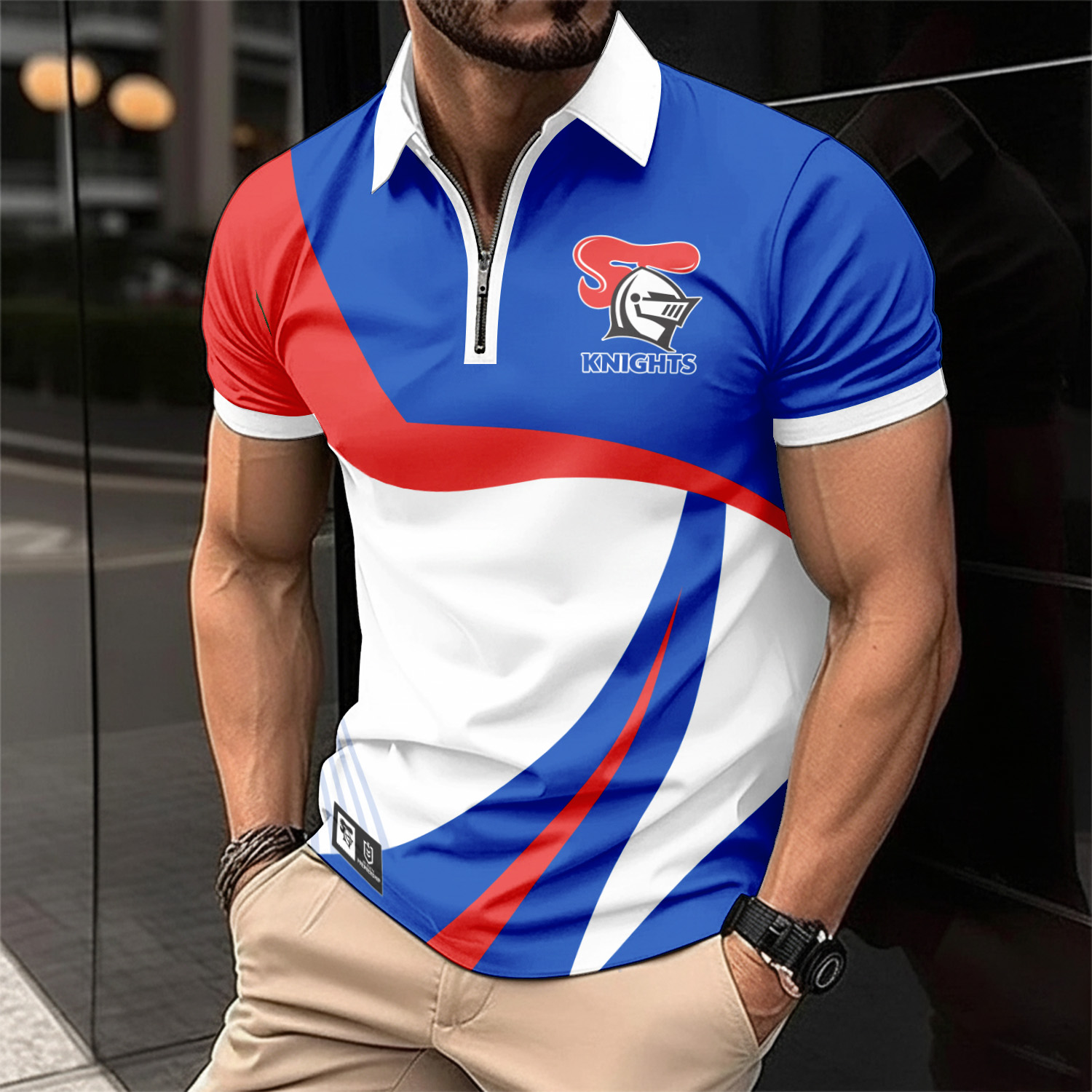 Auspiritmerch Newcastle Knights Personalized Zip Polo Shirt Gift For Fans
