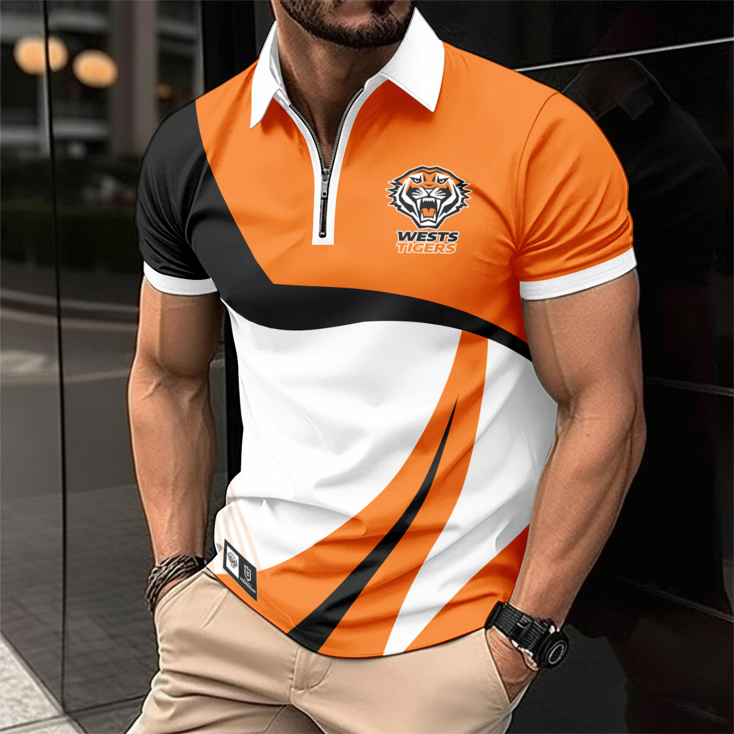 Auspiritmerch Wests Tigers Personalized Zip Polo Shirt Gift For Fans