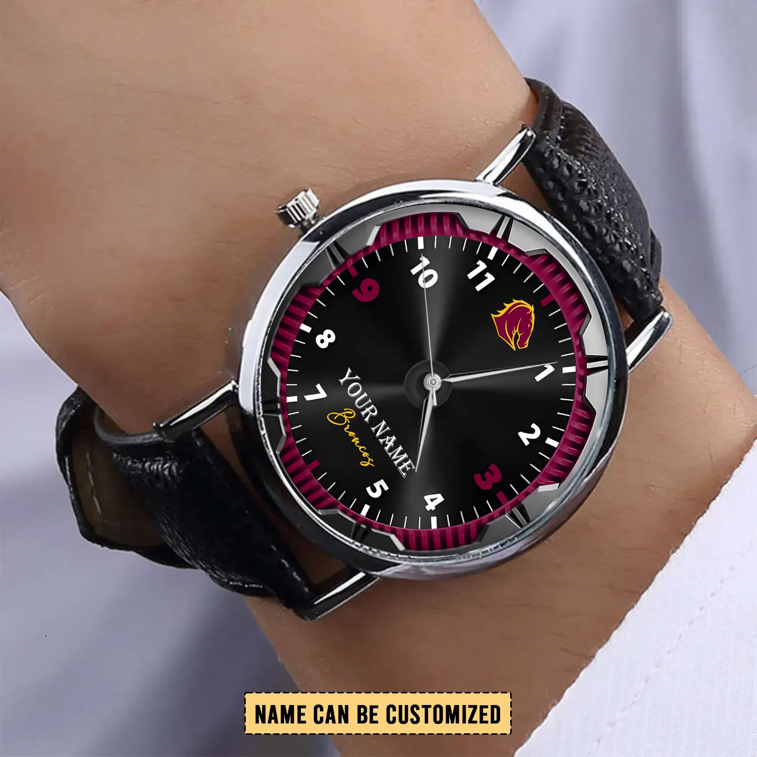 Auspiritmerch Brisbane Broncos Personalized Stitched Leather Watch Gift For Fans